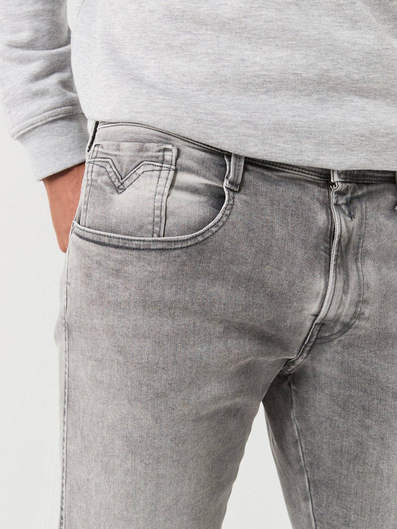  image of replay-anbass-slim-hyperflex-jeans-grey