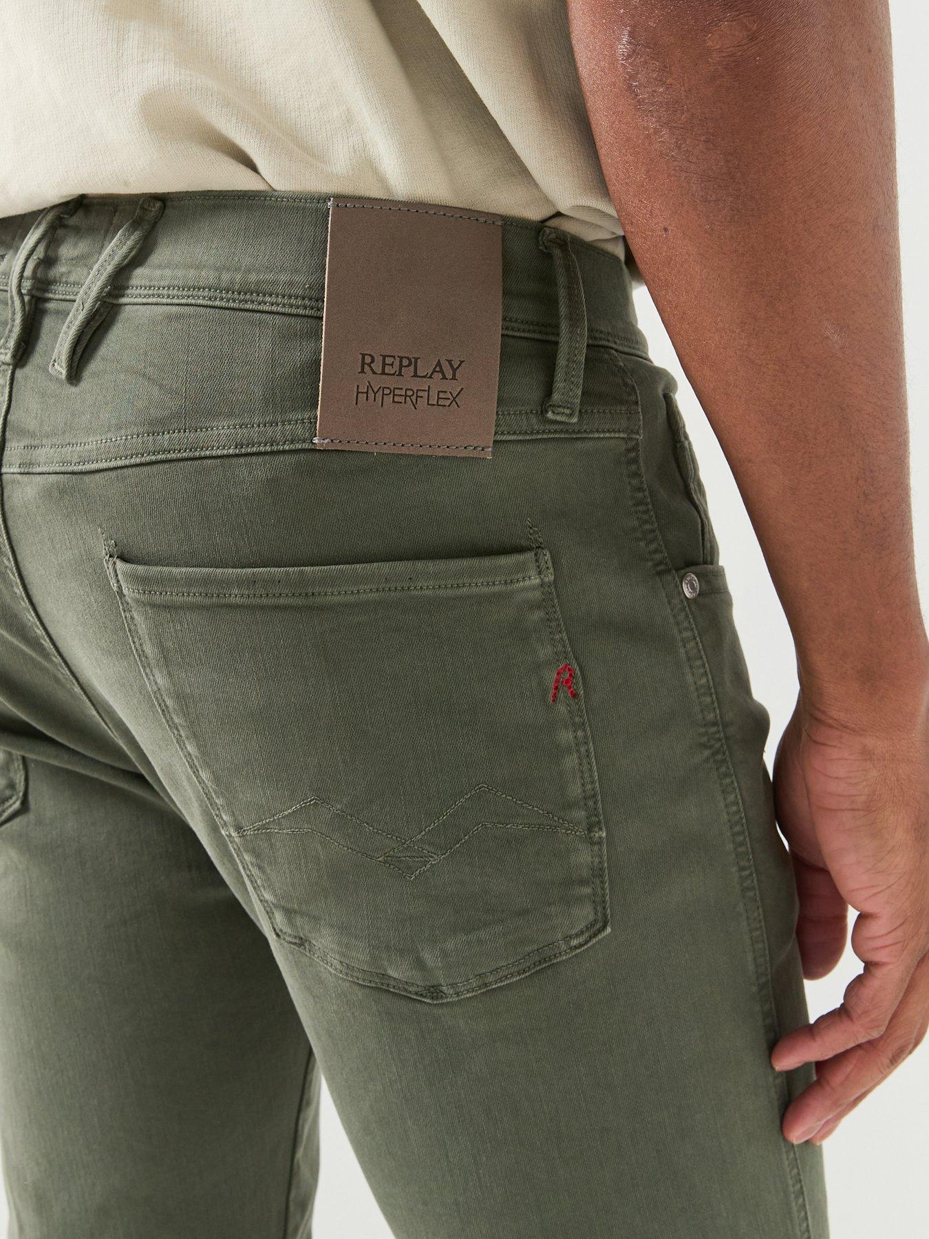  image of replay-anbass-slim-hyperflex-jeans-khaki