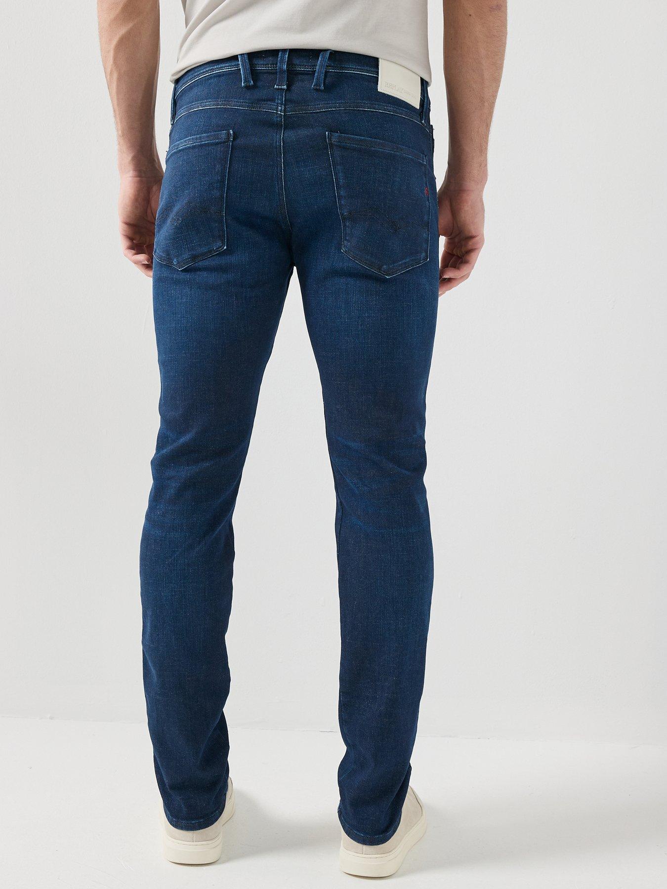 stillFront image of replay-anbass-slim-hyperflex-jeans-dark-blue