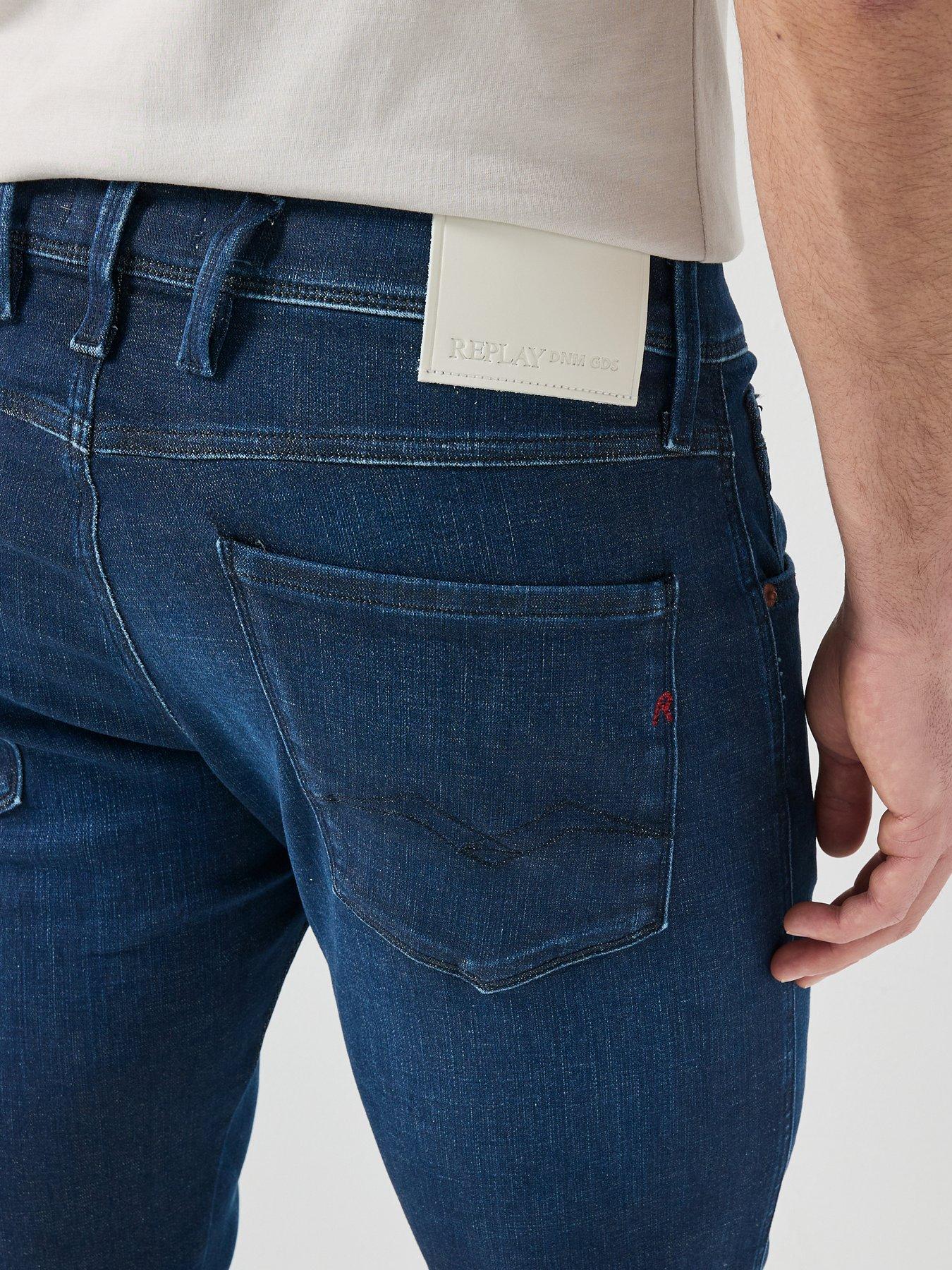  image of replay-anbass-slim-hyperflex-jeans-dark-blue