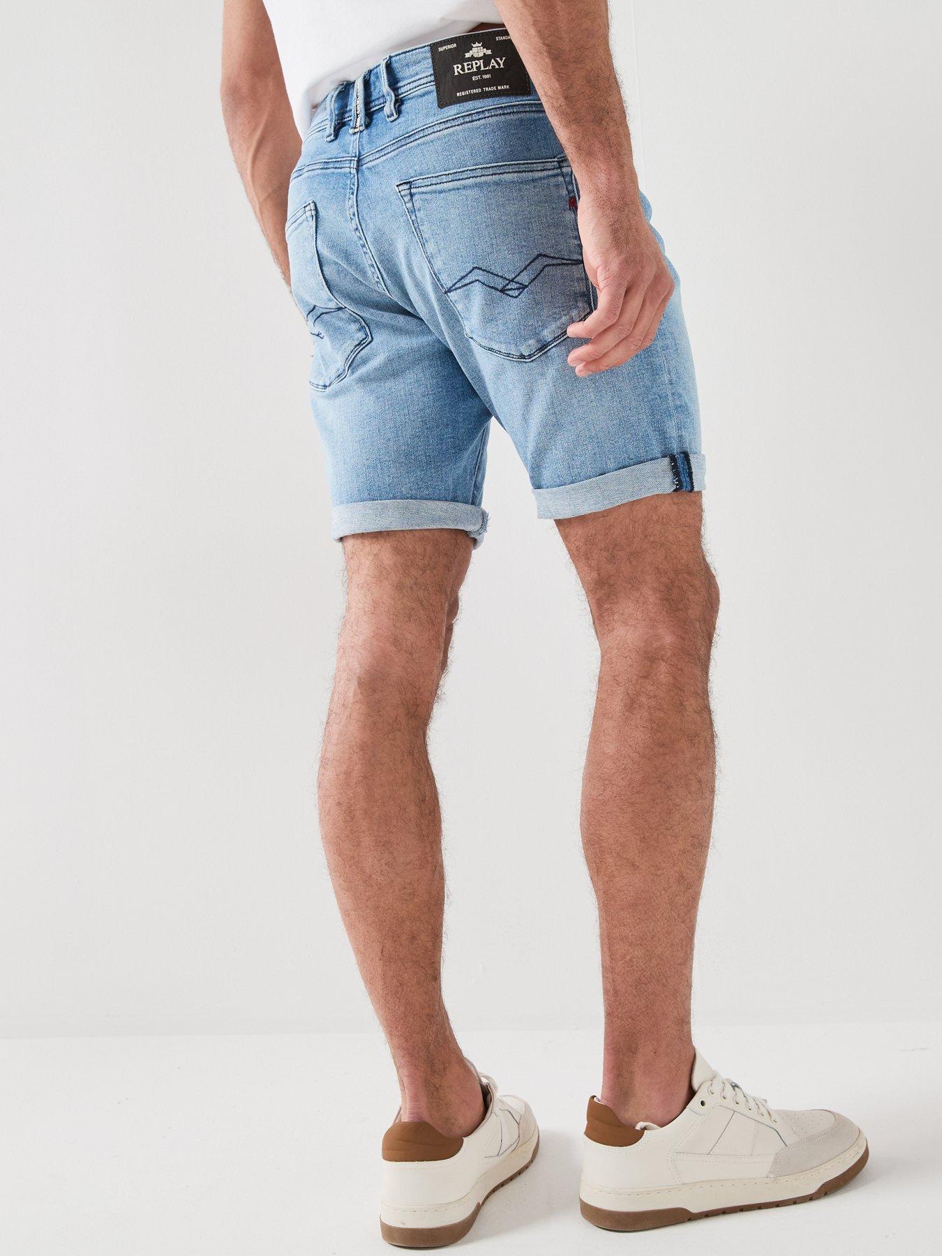 Image 2 of 6 of Replay Regular Denim Shorts - Light Blue