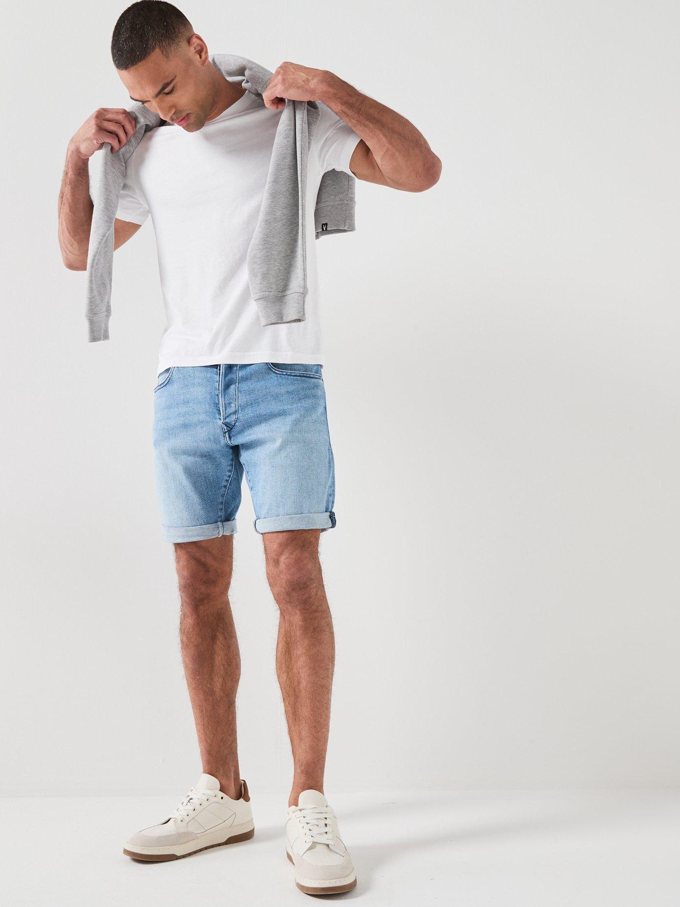 Image 3 of 6 of Replay Regular Denim Shorts - Light Blue