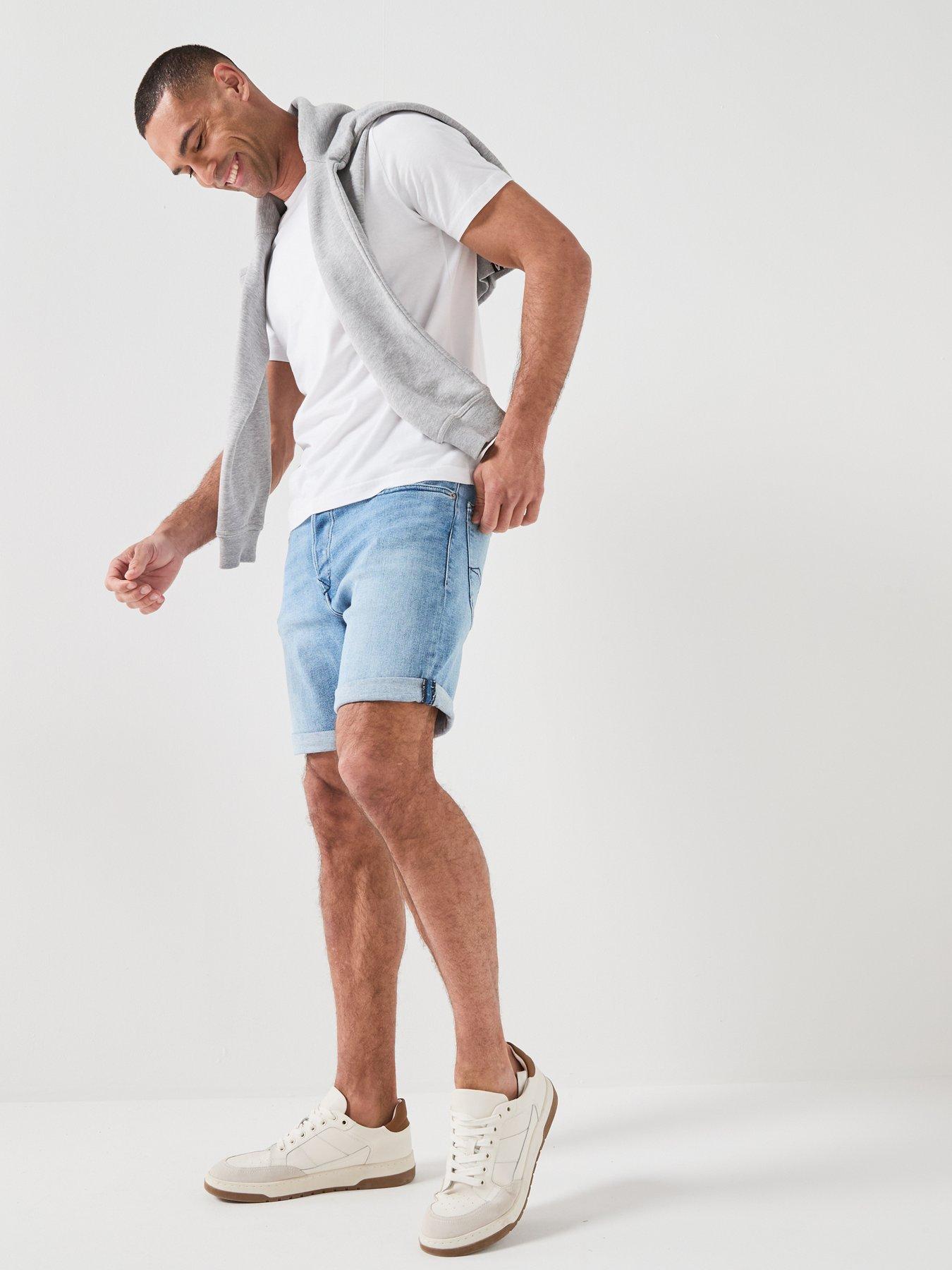 Image 4 of 6 of Replay Regular Denim Shorts - Light Blue
