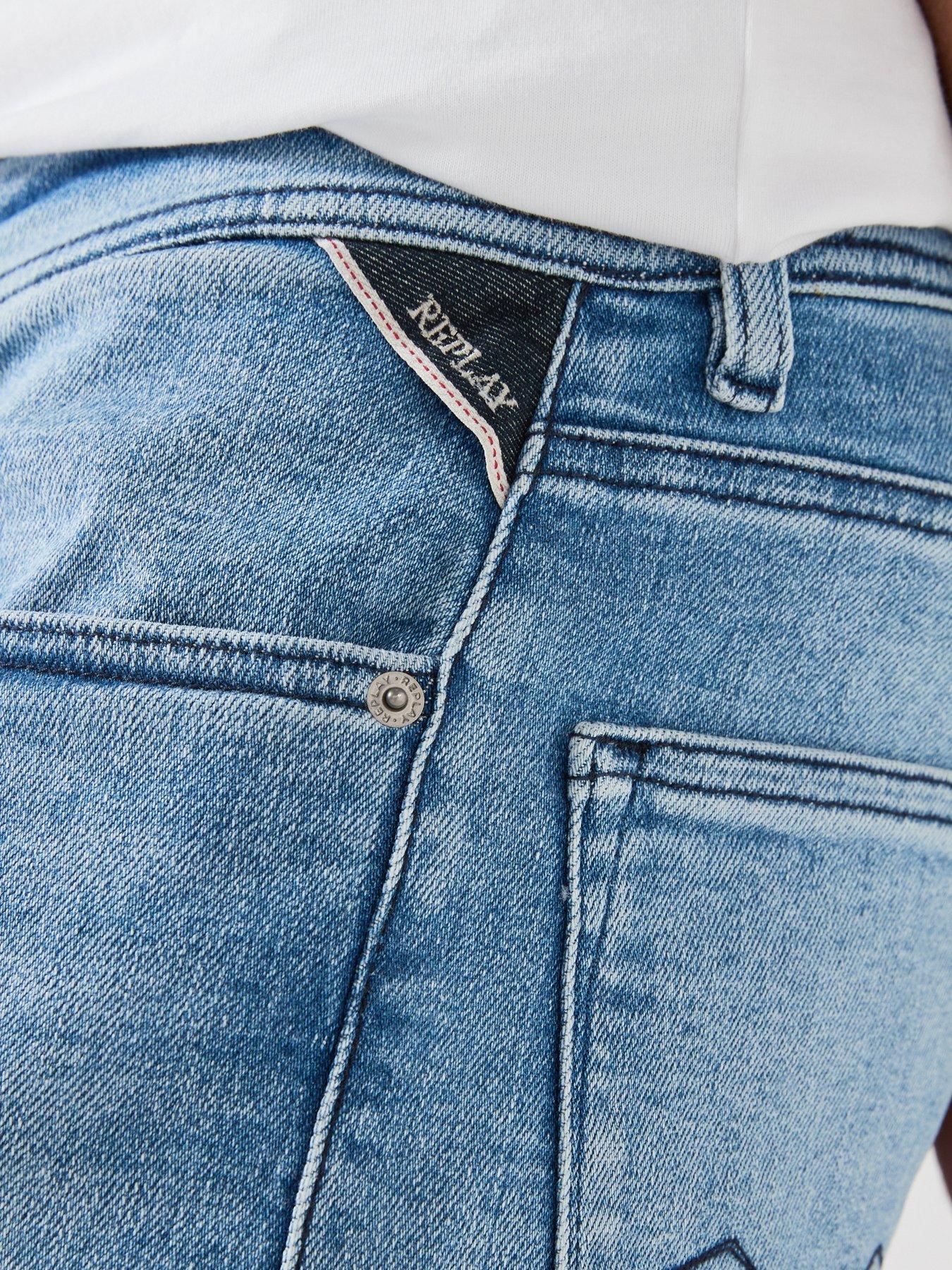 Image 5 of 6 of Replay Regular Denim Shorts - Light Blue
