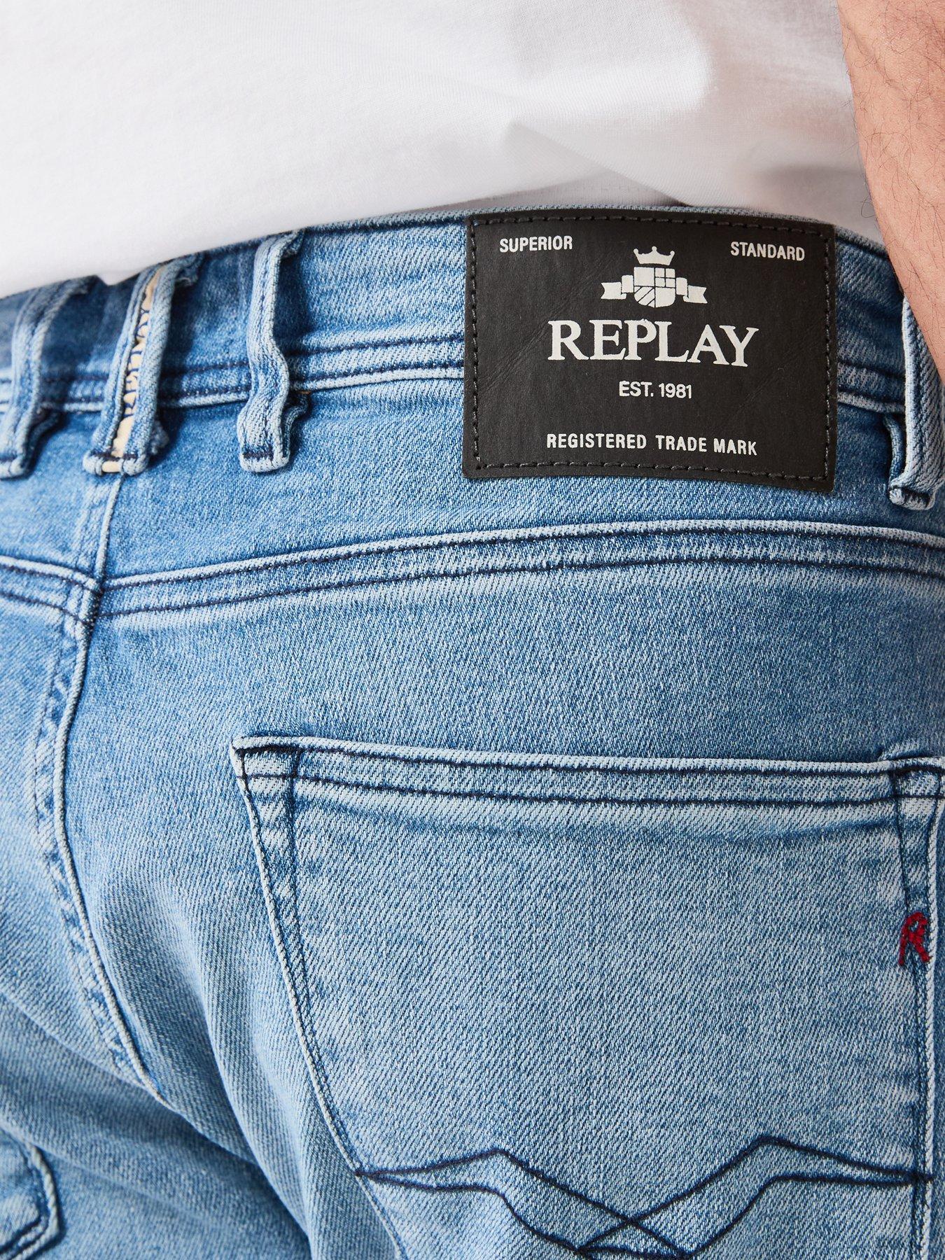 Image 6 of 6 of Replay Regular Denim Shorts - Light Blue