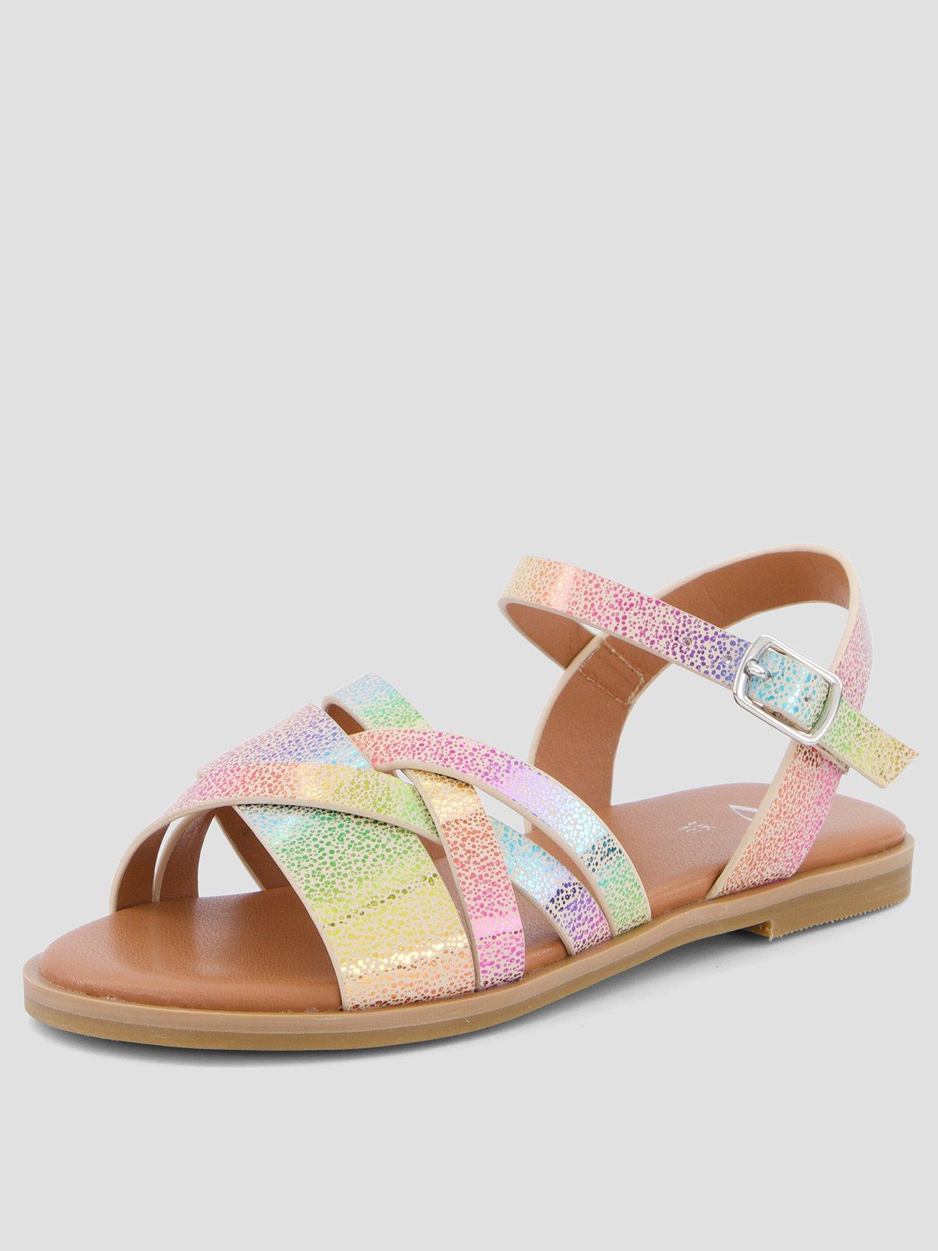 Image 2 of 7 of The Very Collection Rainbow Cross-Strap Sandals - Multi