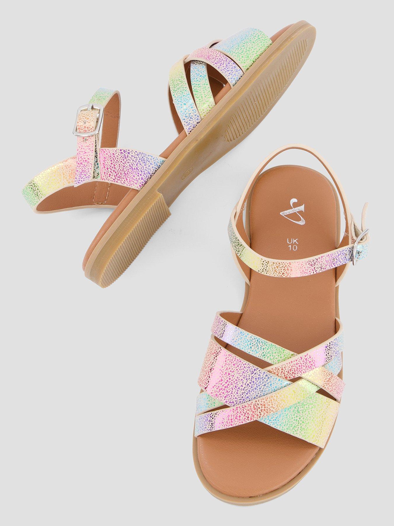 Image 3 of 7 of The Very Collection Rainbow Cross-Strap Sandals - Multi