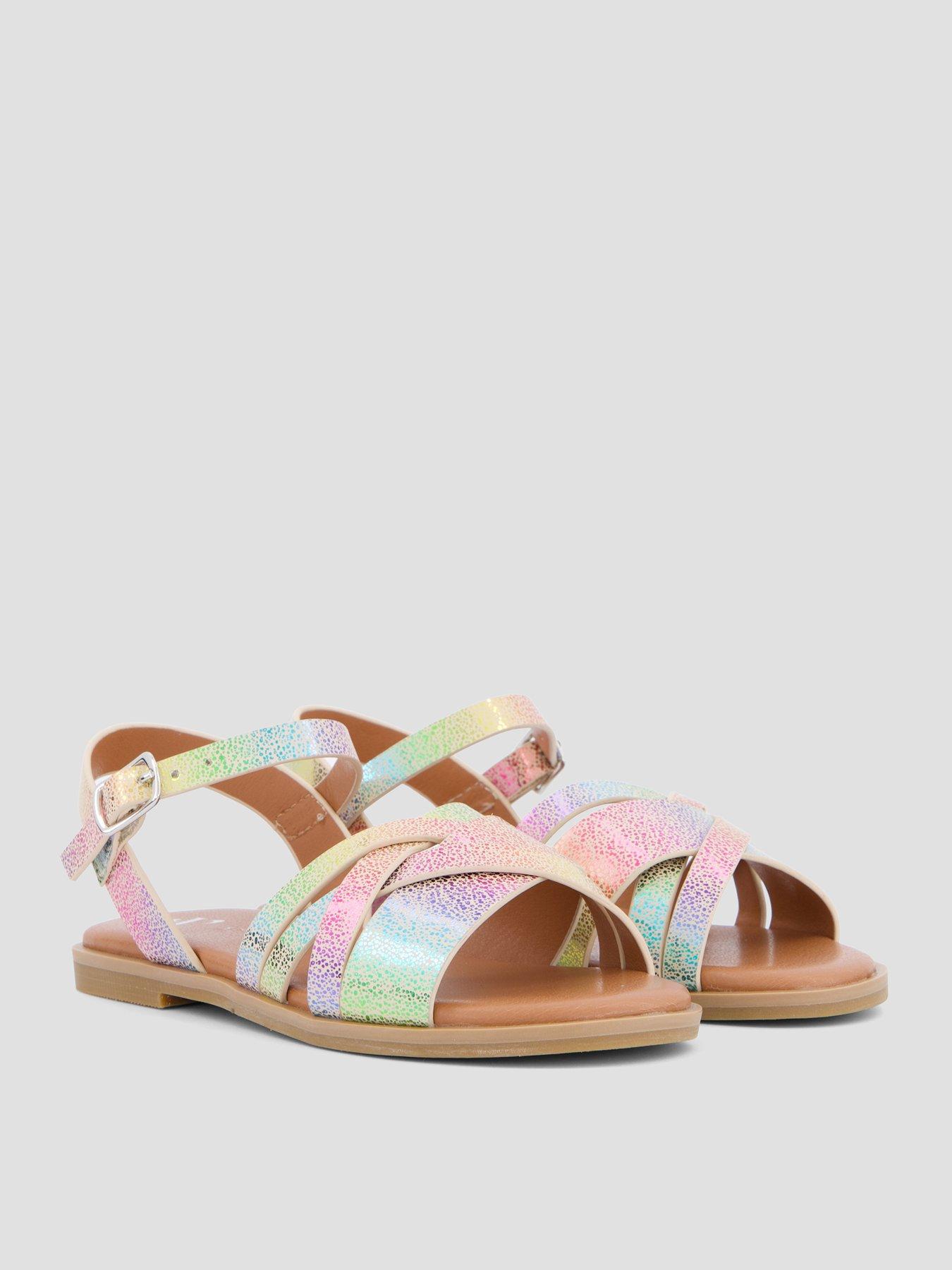 Image 6 of 7 of The Very Collection Rainbow Cross-Strap Sandals - Multi