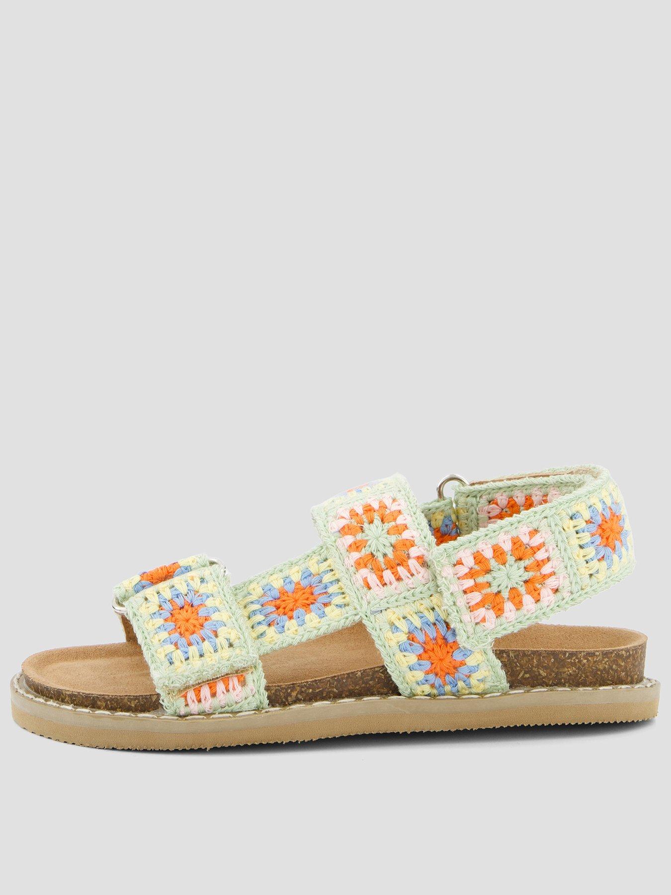 The Very Collection Crochet Double Strap Sandal - Cream