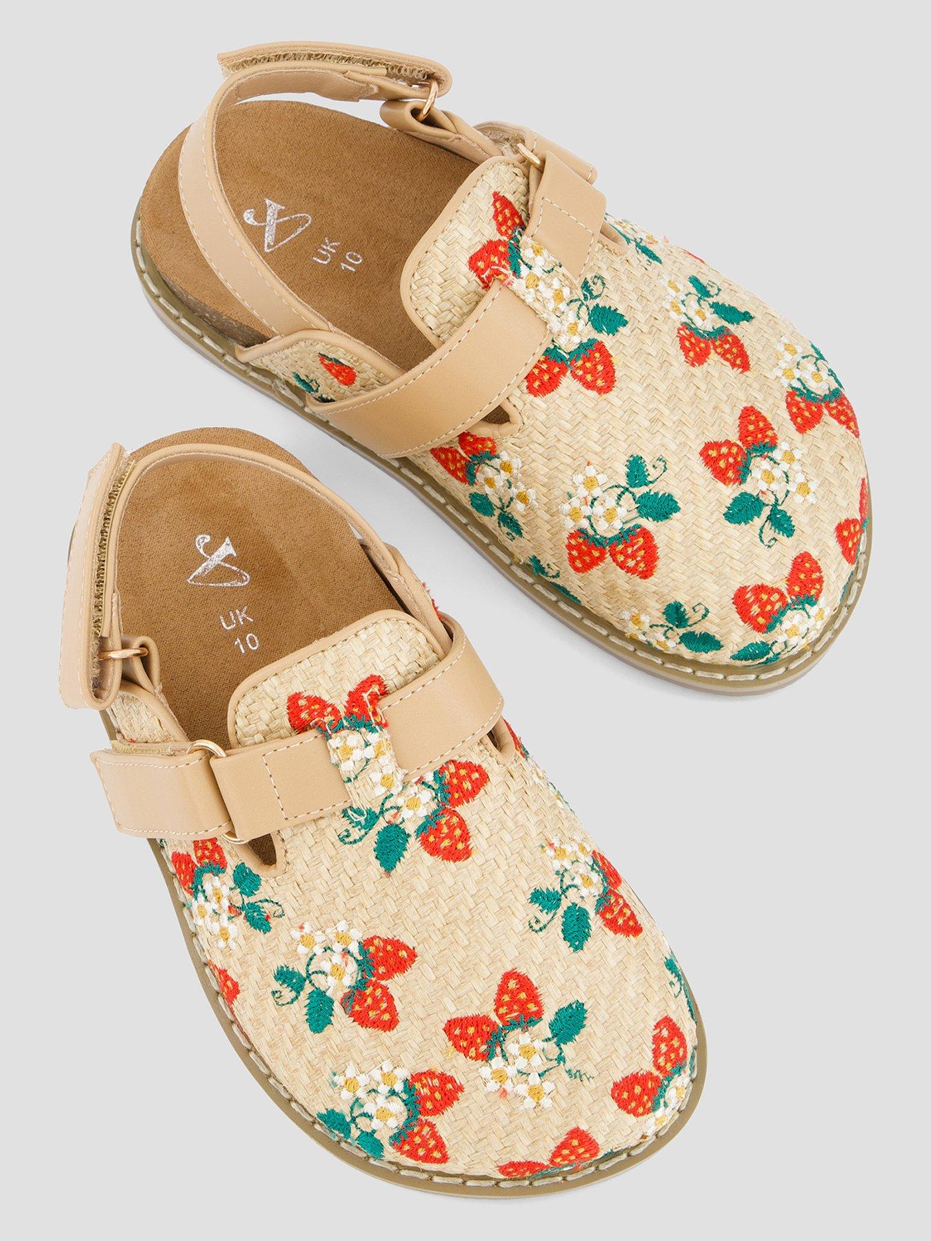 Image 3 of 7 of The Very Collection Strawberry Embroidered Raffia Mule - Multi