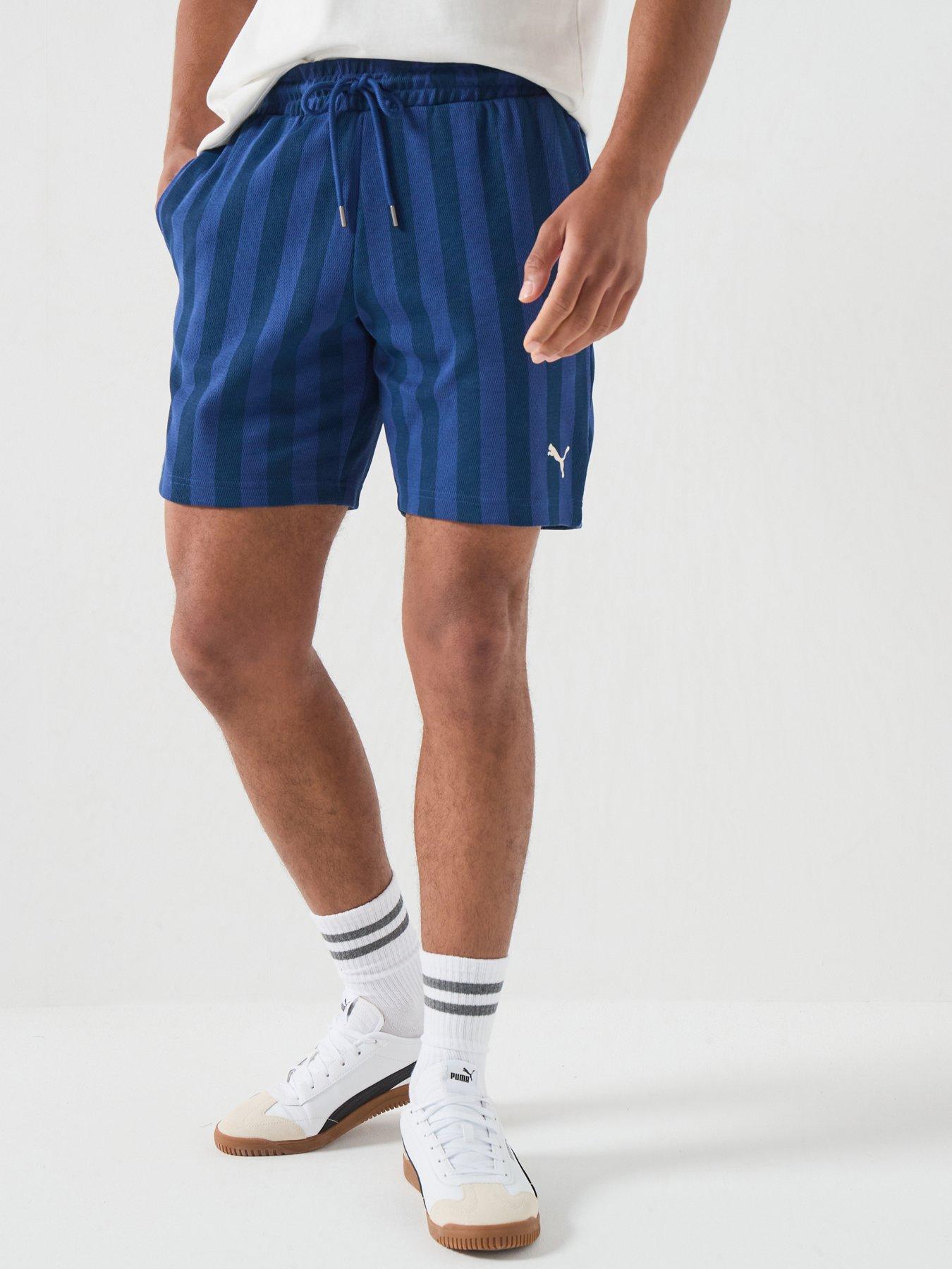 front image of puma-mens-class-8-shorts-blue