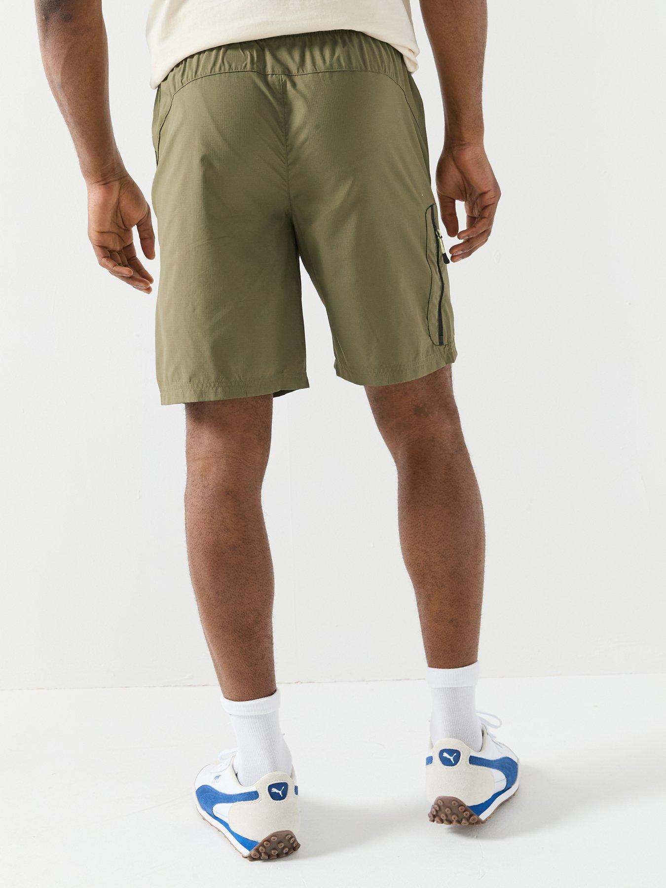  image of puma-mens-tech-woven-cargo-shorts-green
