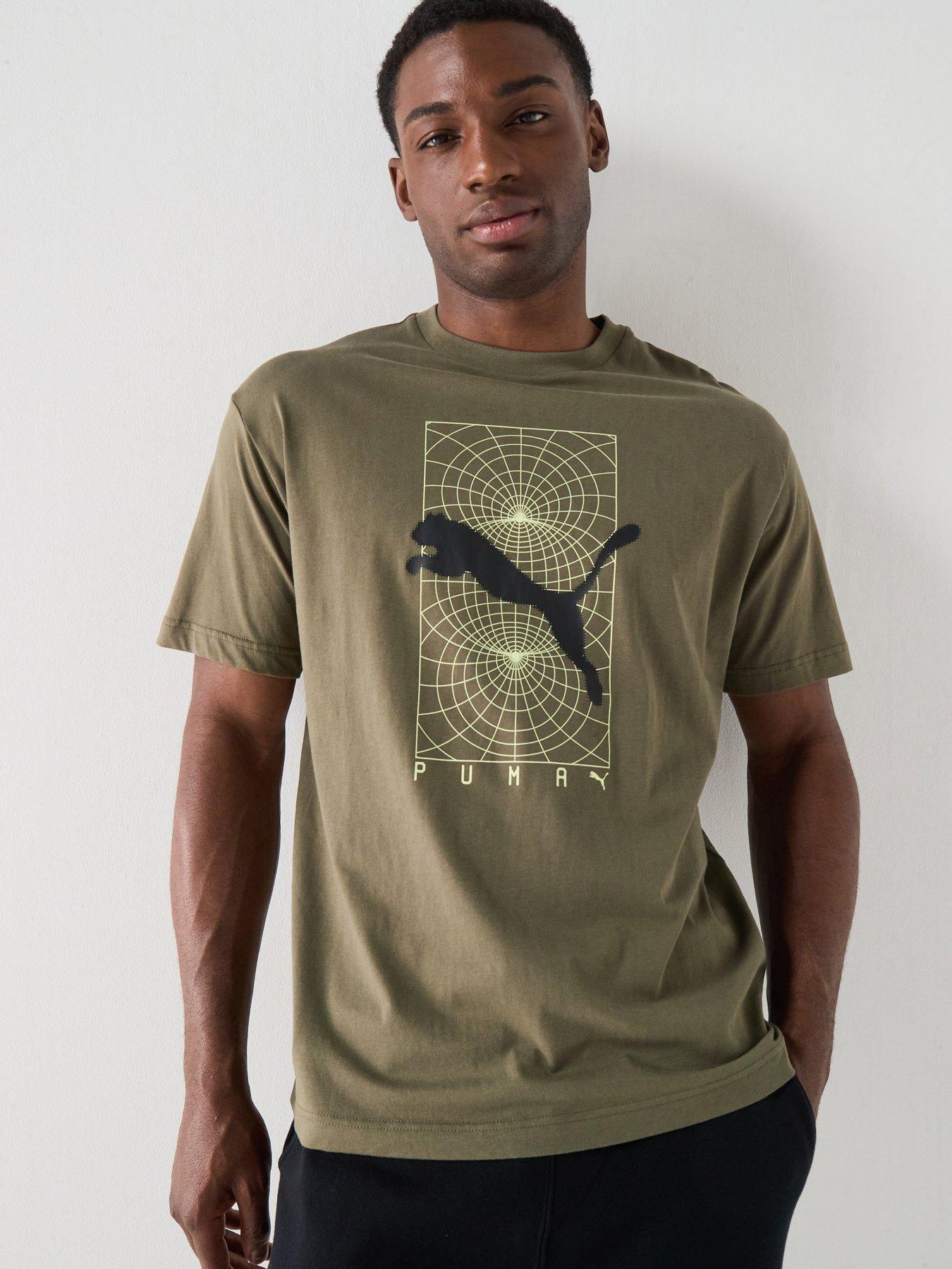 Puma Mens Tech Relaxed Graphic T-Shirt - Green