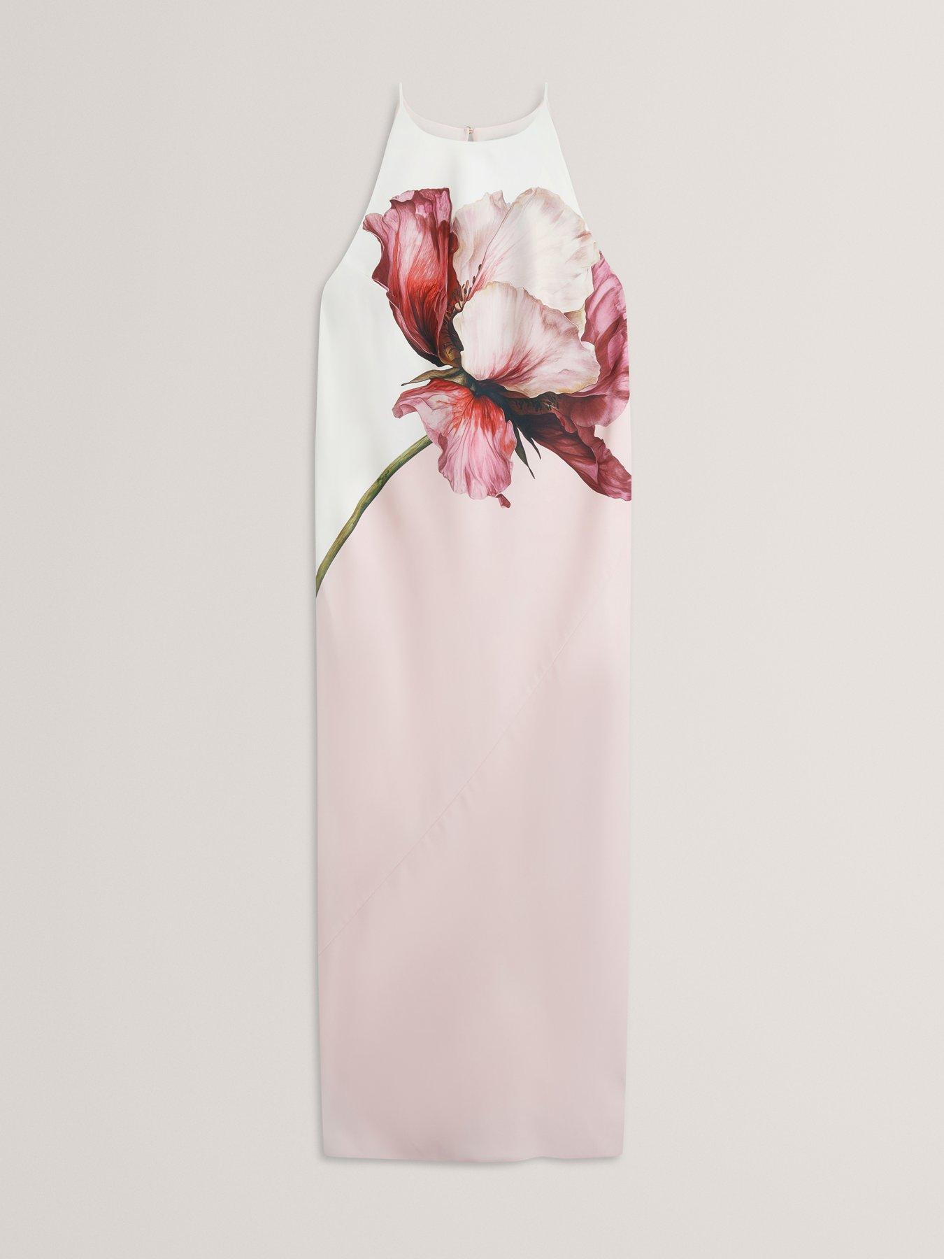 Image 7 of 7 of Ted Baker Floral Print Halter Neck Midi