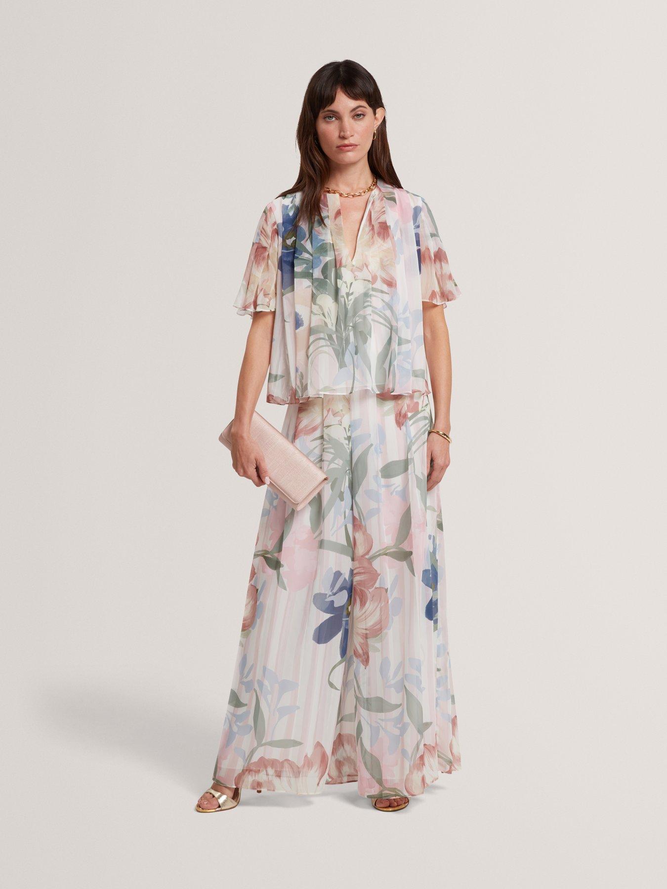 Image 3 of 7 of Ted Baker Pleated Angel Sleeve Printed Top