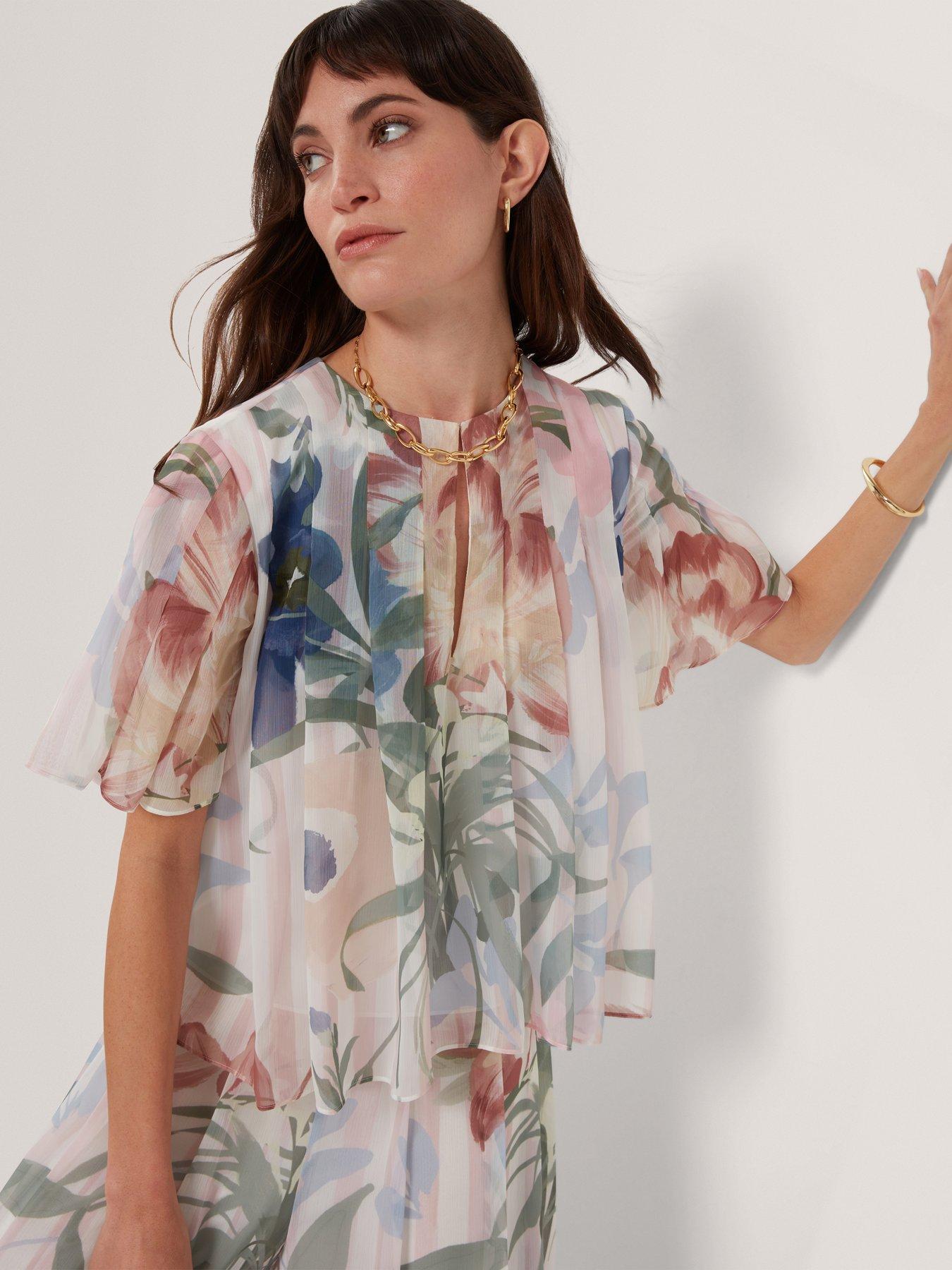 Image 5 of 7 of Ted Baker Pleated Angel Sleeve Printed Top