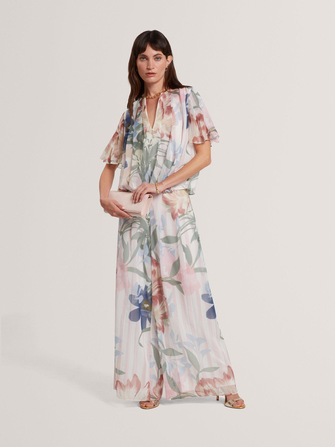Ted Baker Printed Wide Leg Pleated Trous