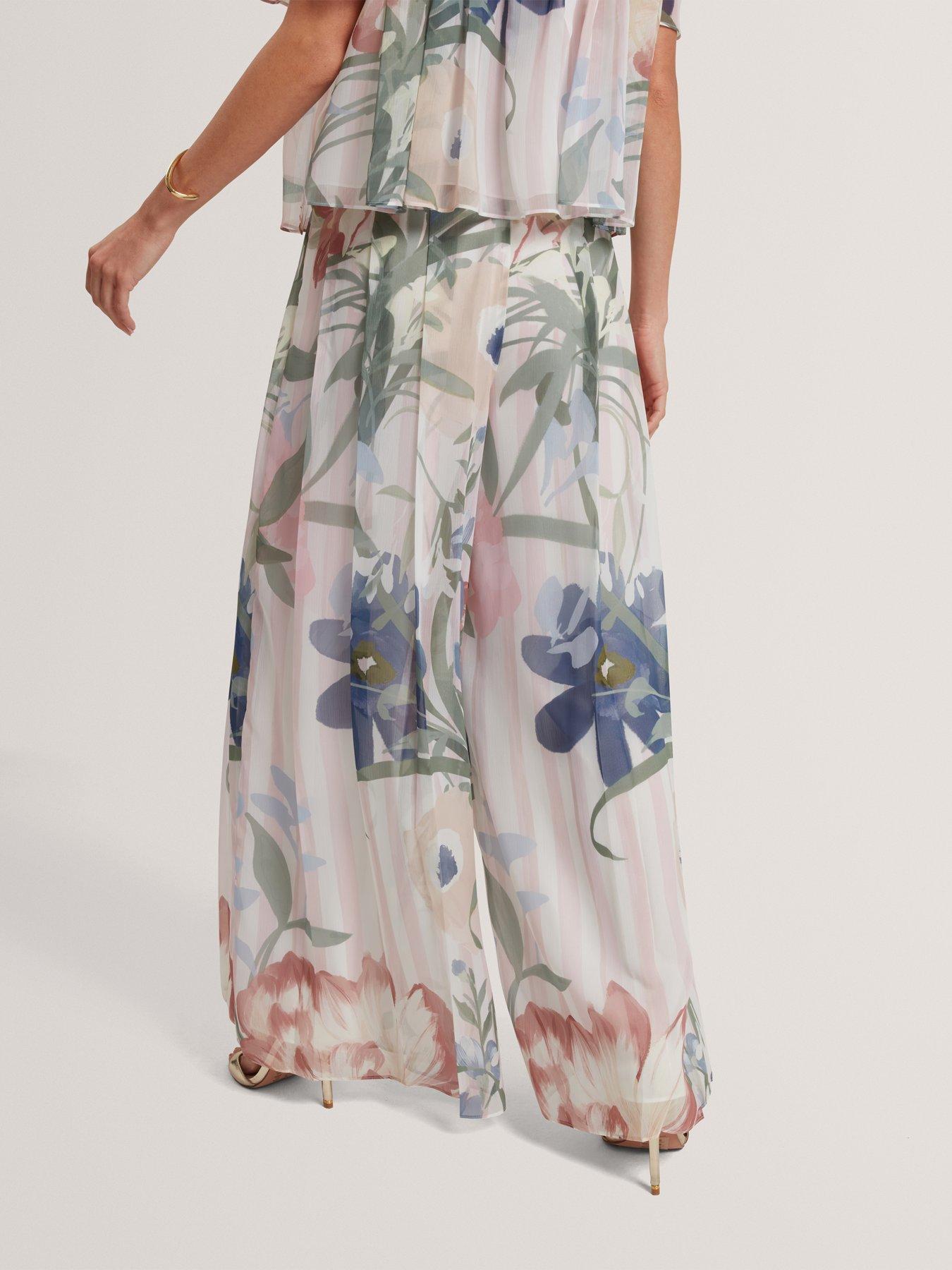 Image 2 of 6 of Ted Baker Printed Wide Leg Pleated Trous