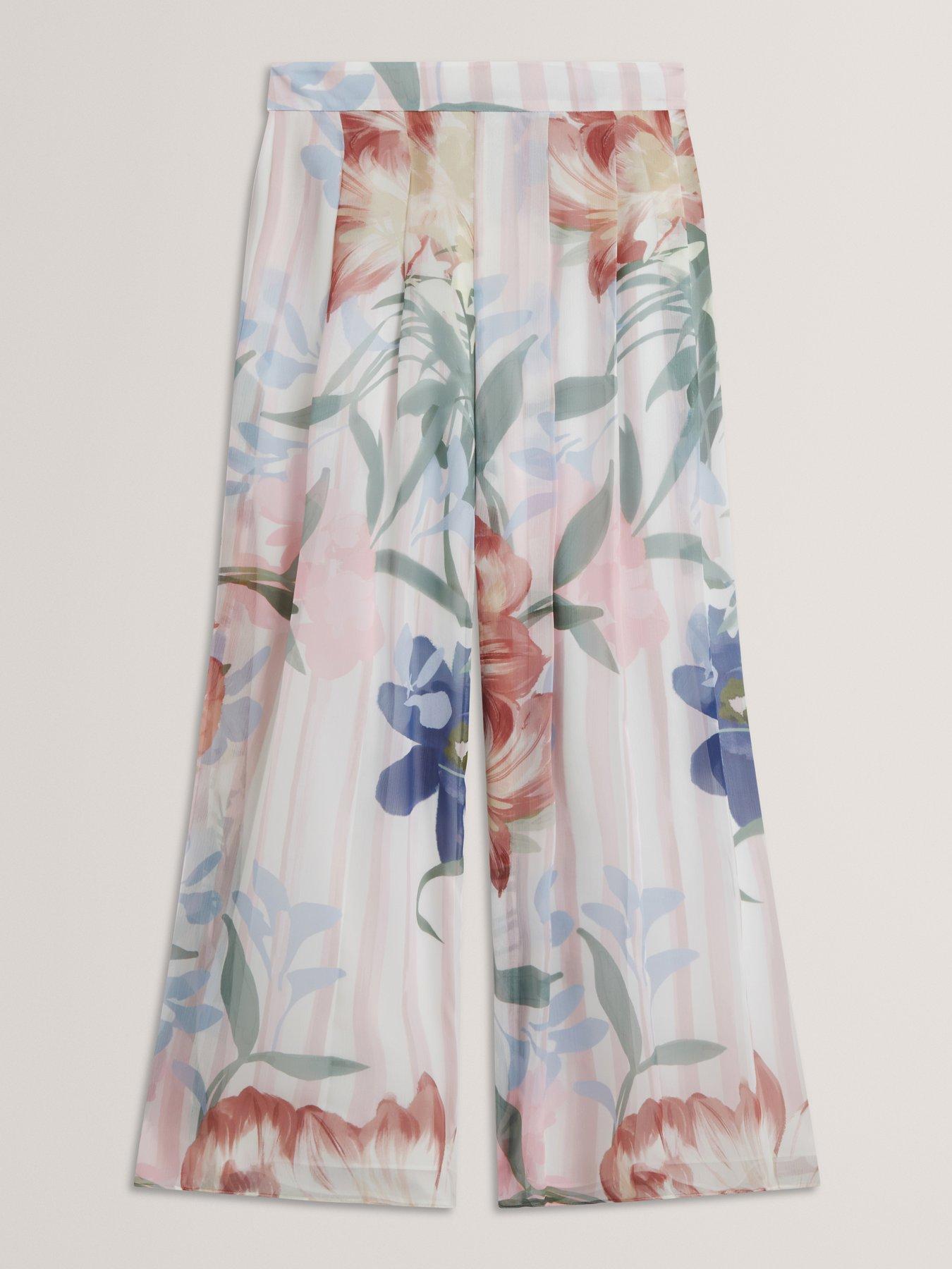 Image 6 of 6 of Ted Baker Printed Wide Leg Pleated Trous