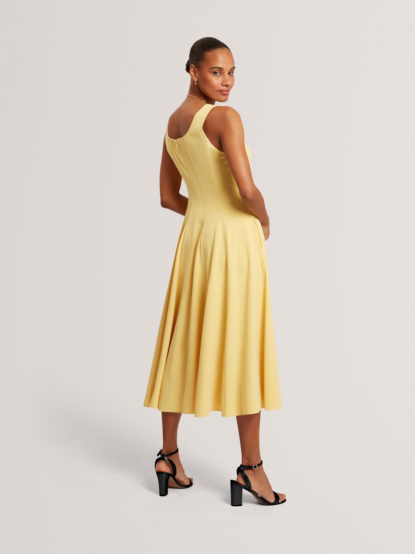 Image 2 of 7 of Ted Baker Panelled Midi Dress - Yellow