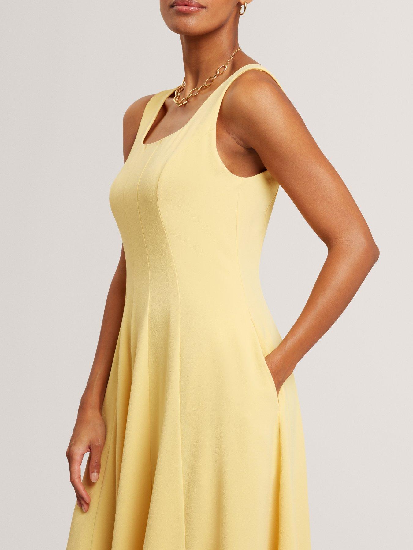 Image 5 of 7 of Ted Baker Panelled Midi Dress - Yellow