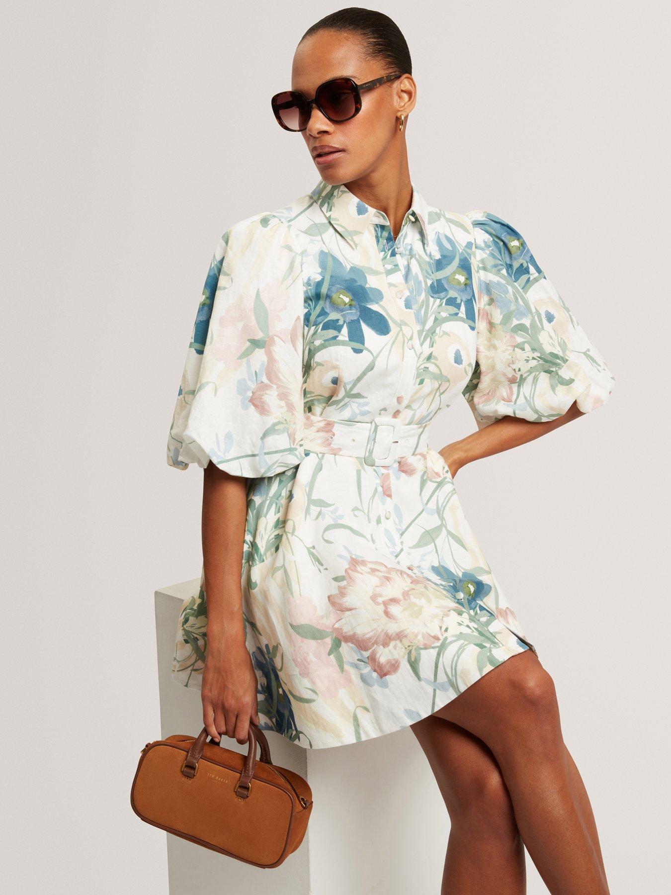 Ted Baker Puff Sleeve Printed Mini Shirt