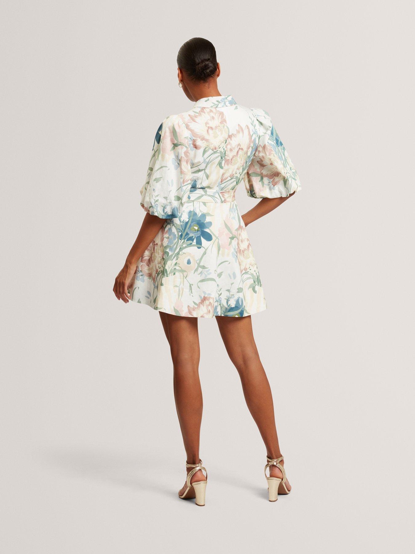 Image 2 of 7 of Ted Baker Puff Sleeve Printed Mini Shirt