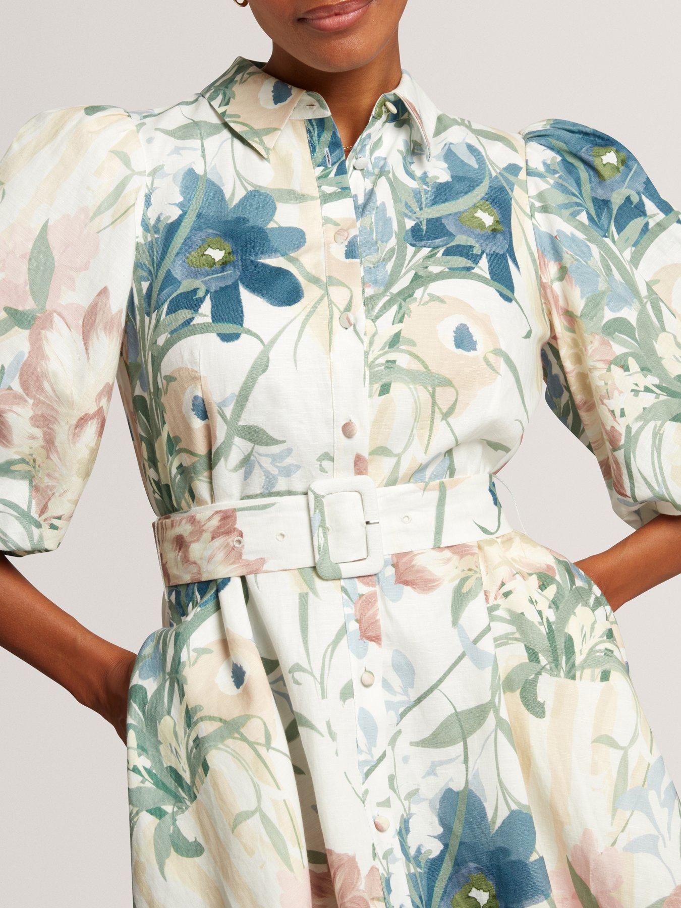 Image 5 of 7 of Ted Baker Puff Sleeve Printed Mini Shirt