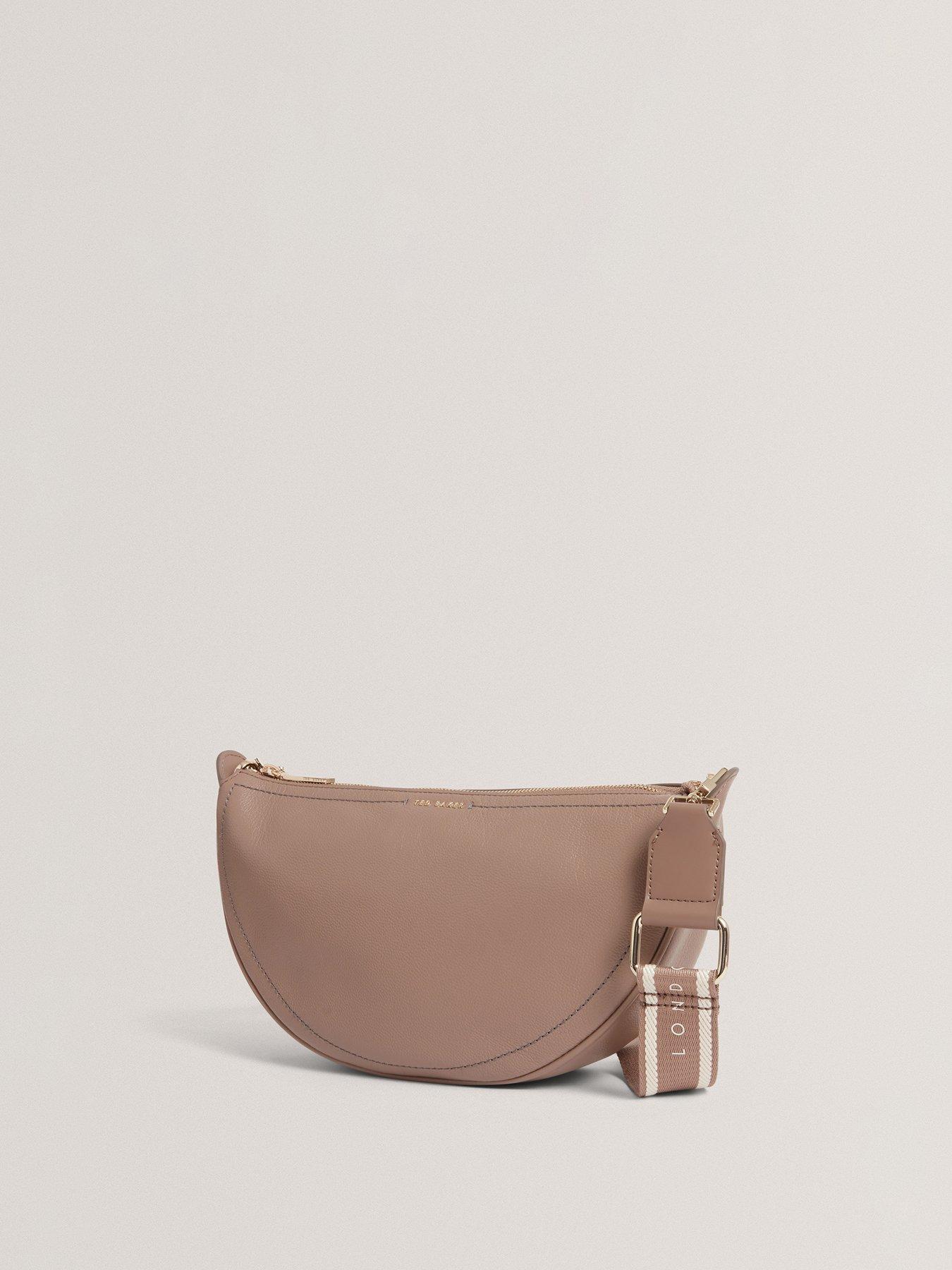Image 2 of 5 of Ted Baker Webbing Leather Half Moon Crossbody Bag - Mid Grey