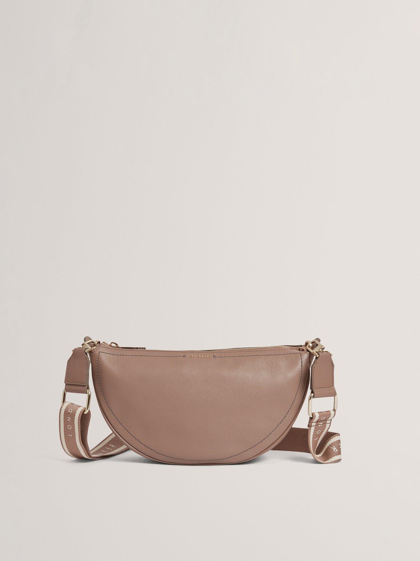 Image 3 of 5 of Ted Baker Webbing Leather Half Moon Crossbody Bag - Mid Grey