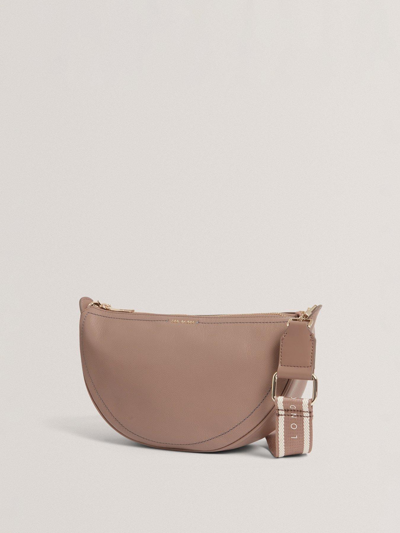Image 4 of 5 of Ted Baker Webbing Leather Half Moon Crossbody Bag - Mid Grey