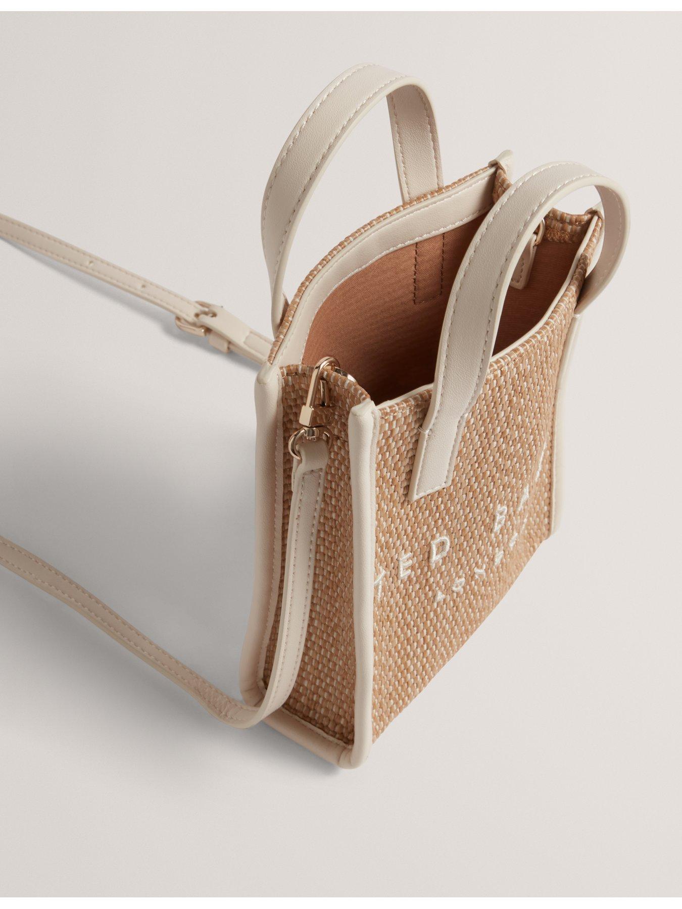 Image 5 of 5 of Ted Baker Faux Raffia Mini Icon Bag - Cream