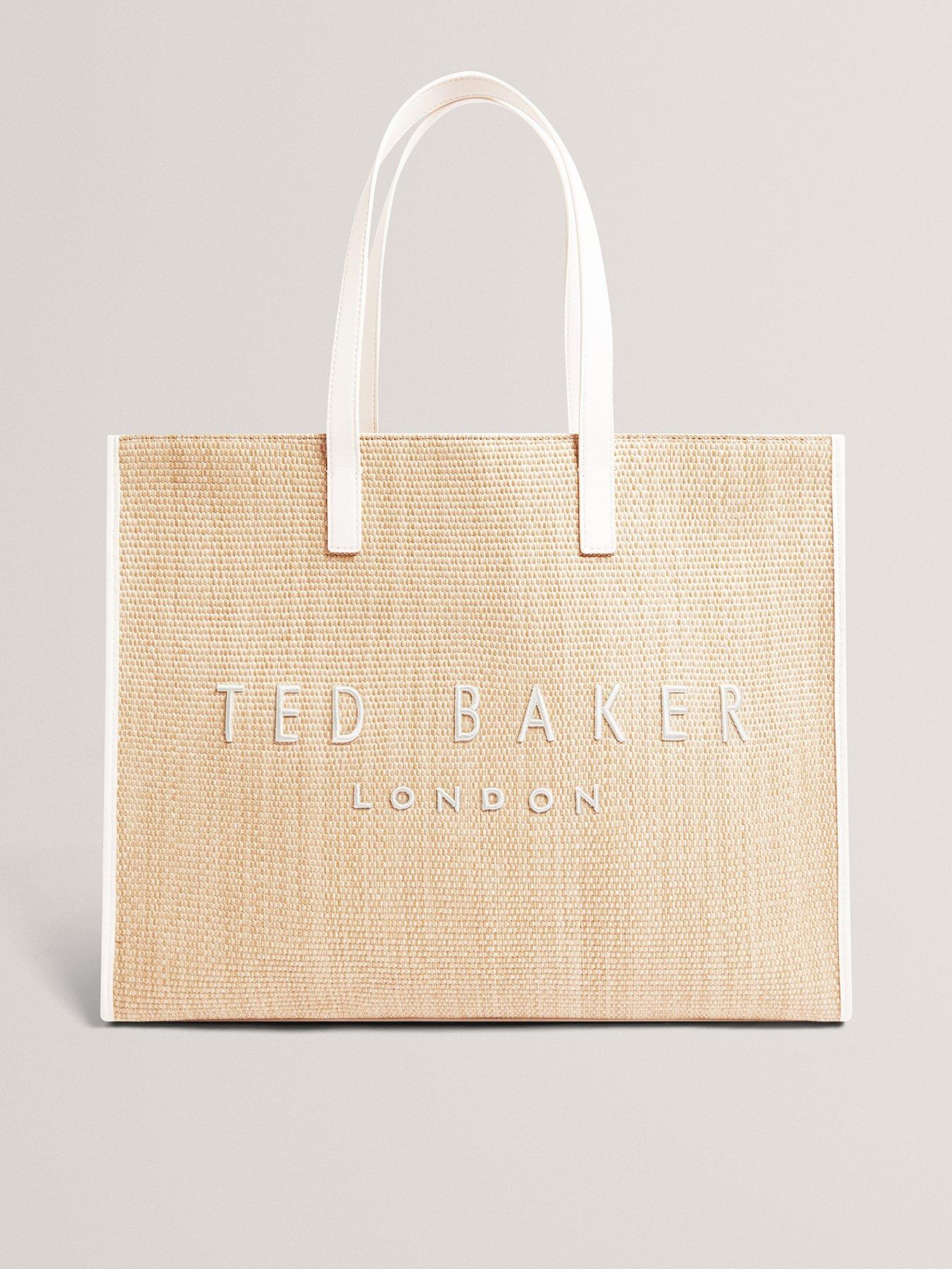 front image of ted-baker-faux-raffia-large-icon-bag