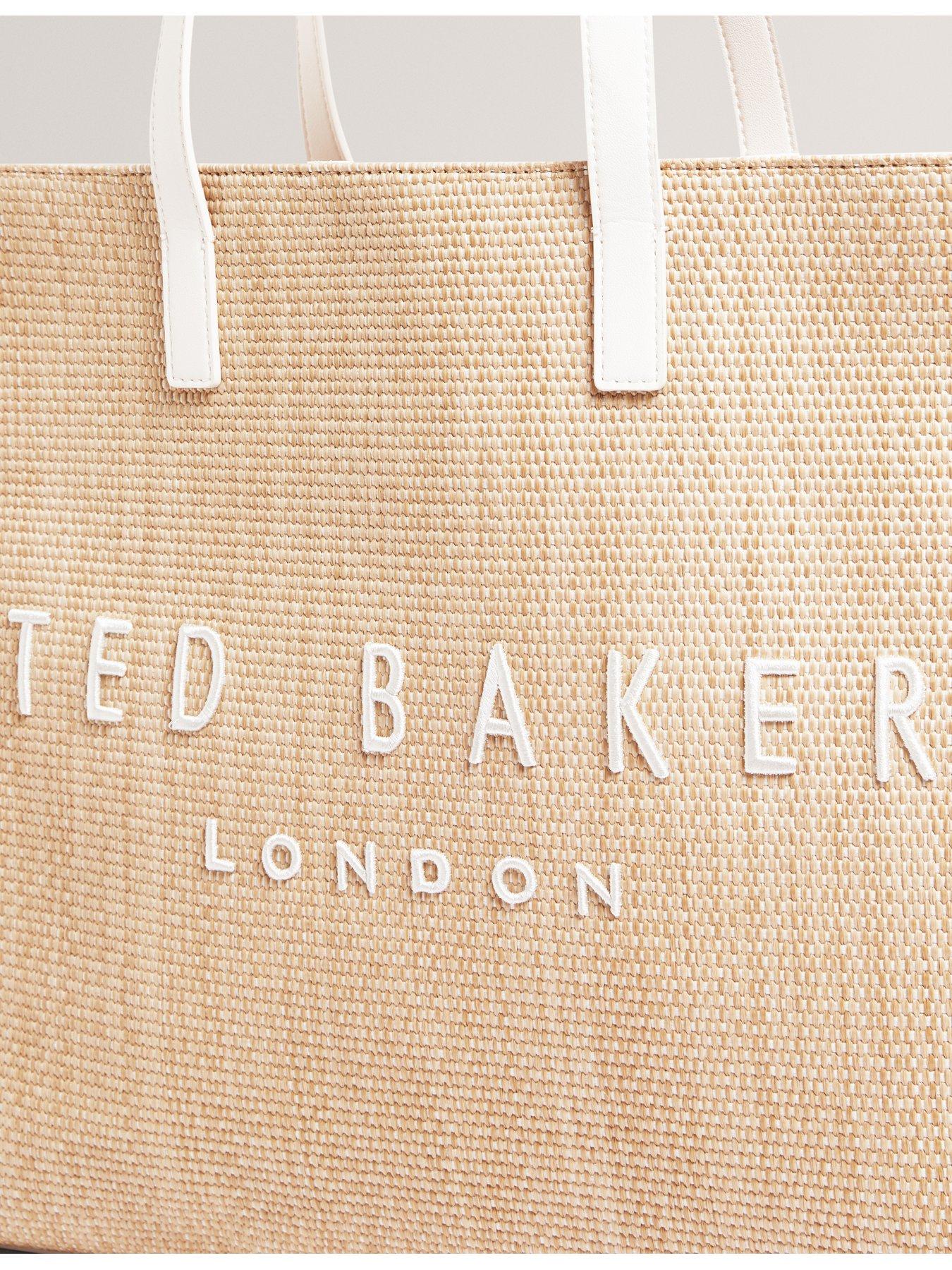 Image 3 of 5 of Ted Baker Faux Raffia Large Icon Bag - Cream