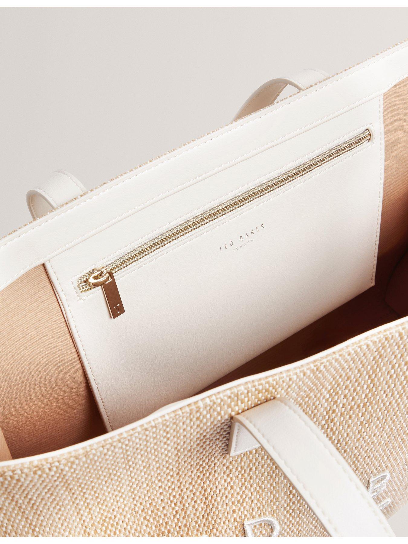 Image 4 of 5 of Ted Baker Faux Raffia Large Icon Bag - Cream