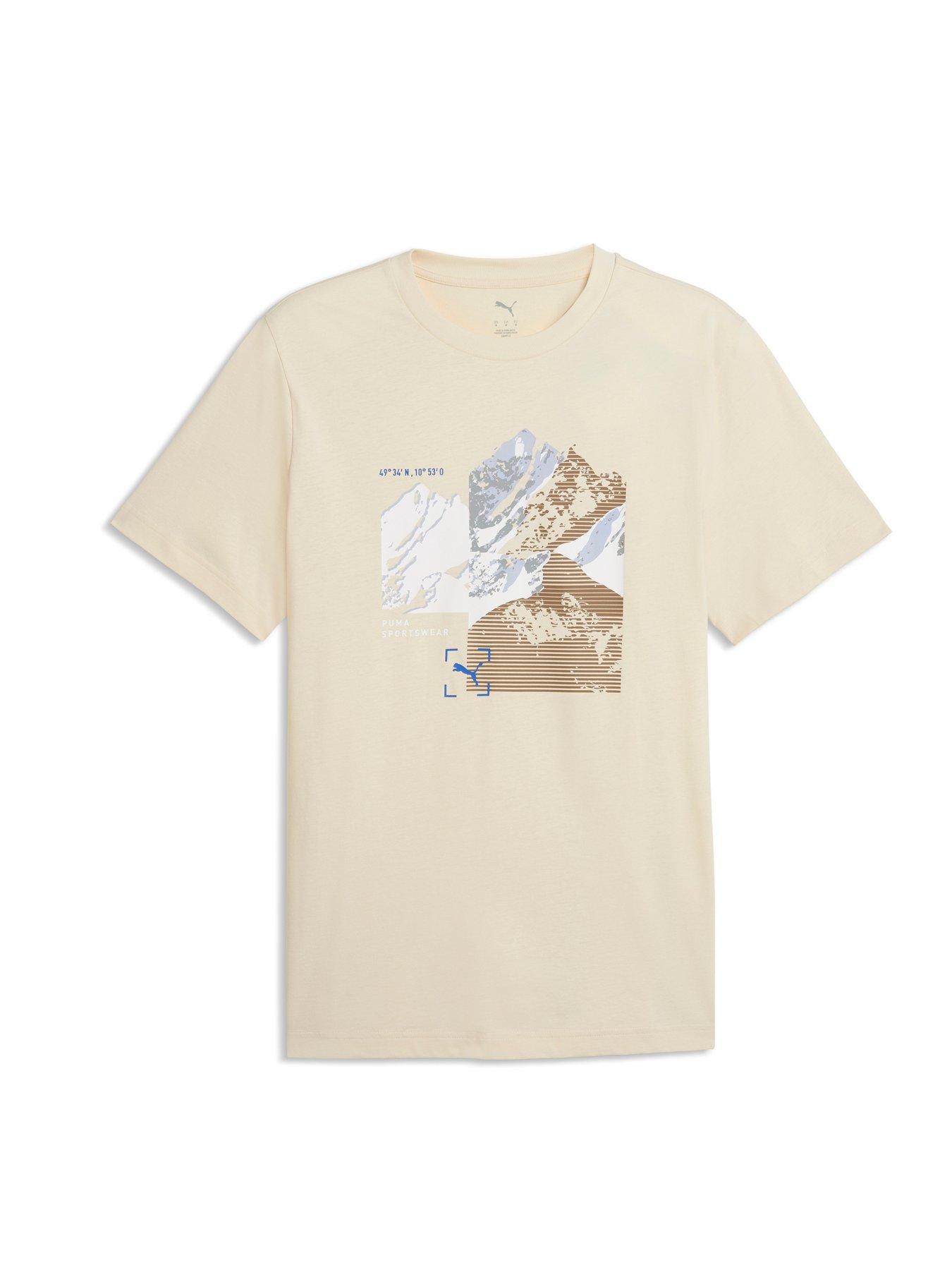 Puma Mens Graphic Mountain Short Sleeve T-Shirt - Beige