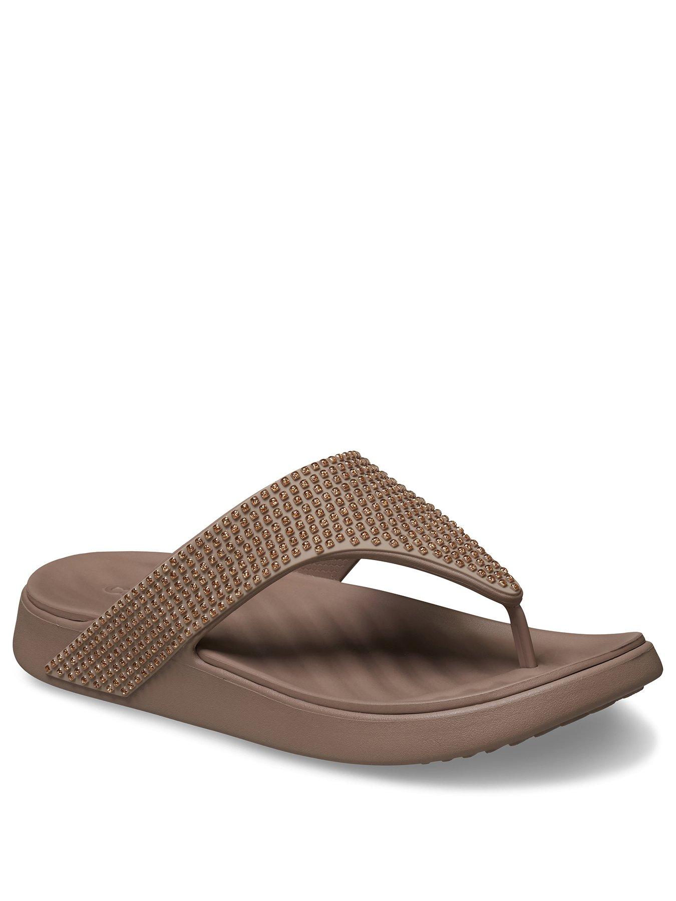 Image 2 of 6 of Crocs Getaway Triangle Gems Sandal - Beige