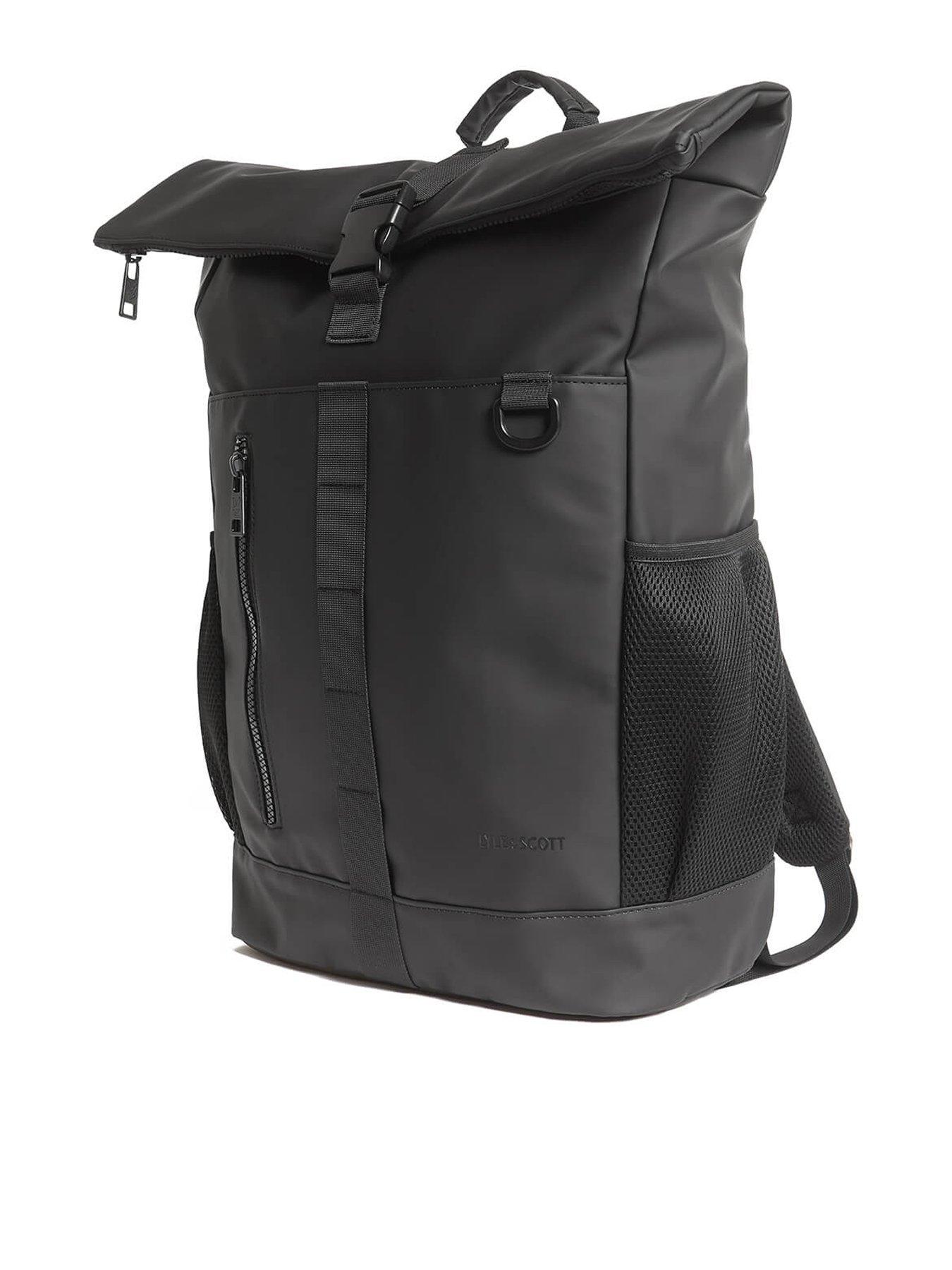 Lyle & Scott Weather Resistant Roll Top Backpack - Black