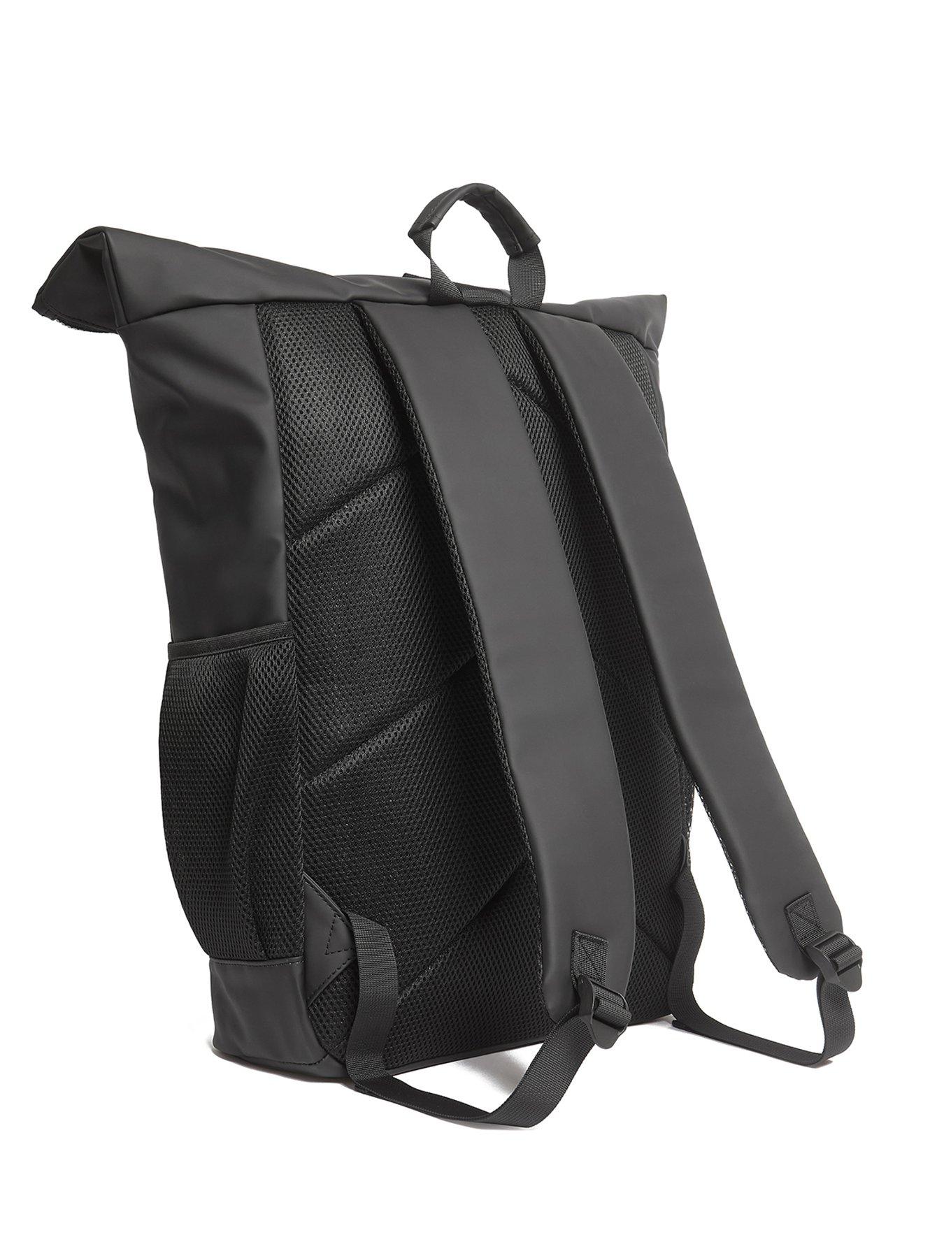 back image of lyle-scott-weather-resistant-roll-top-backpack-black