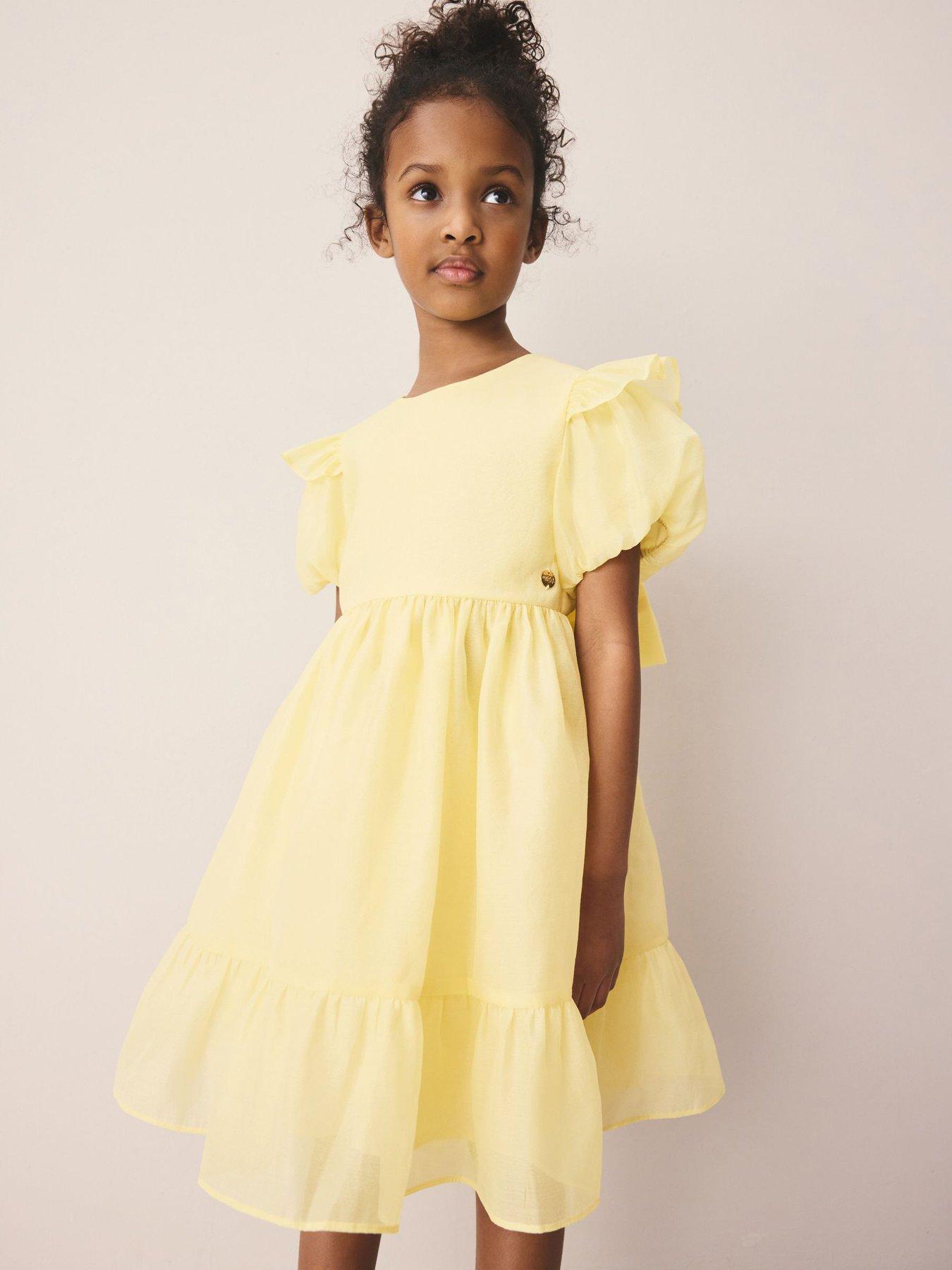 Laura Ashley Older Girls Bow Occasion Dress - Yellow