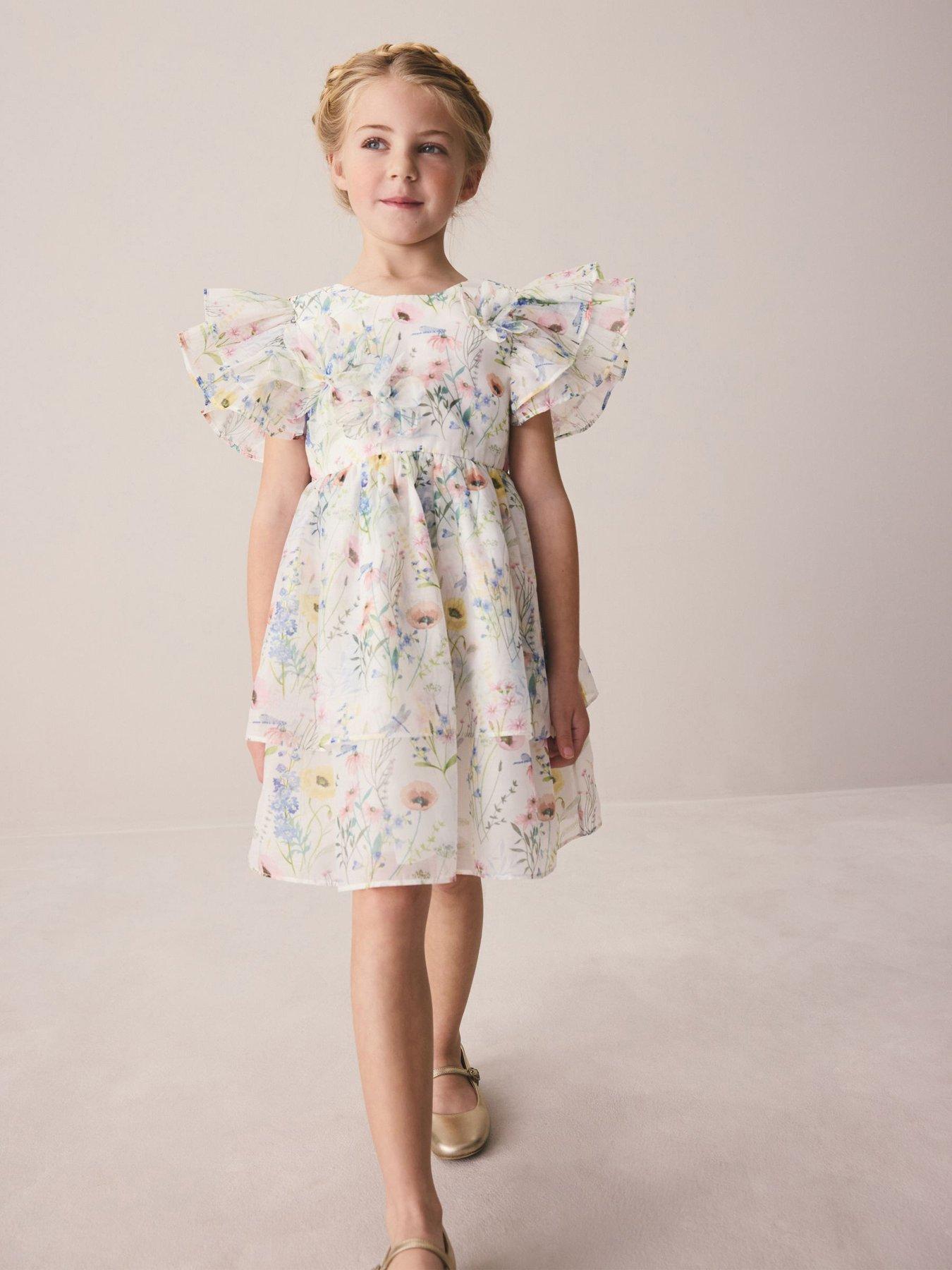 Laura Ashley Younger Girls Petal Frill Occasion Dress - Multi