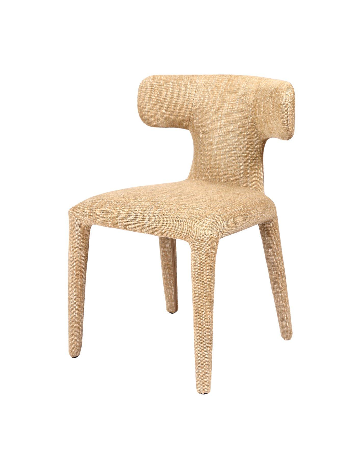 Image 3 of 6 of Libra Interiors Pair Of Milo Upholstered Dining Chairs - Wheat