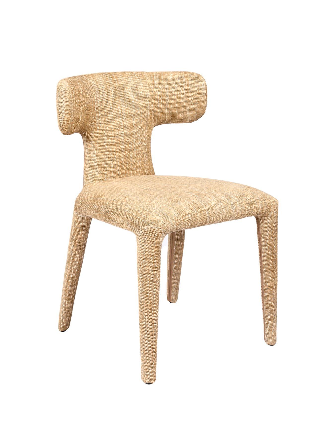Image 4 of 6 of Libra Interiors Pair Of Milo Upholstered Dining Chairs - Wheat