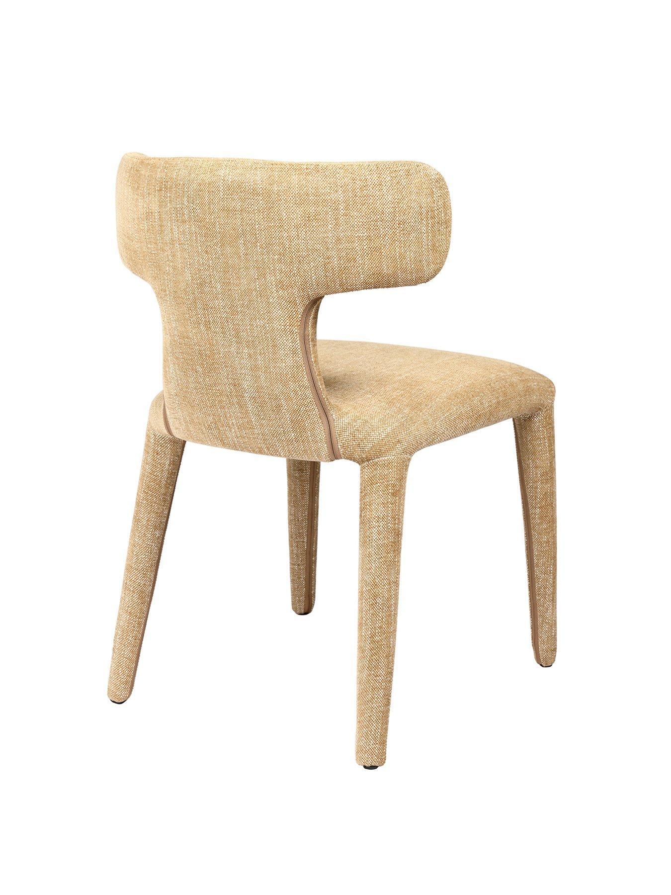 Image 5 of 6 of Libra Interiors Pair Of Milo Upholstered Dining Chairs - Wheat
