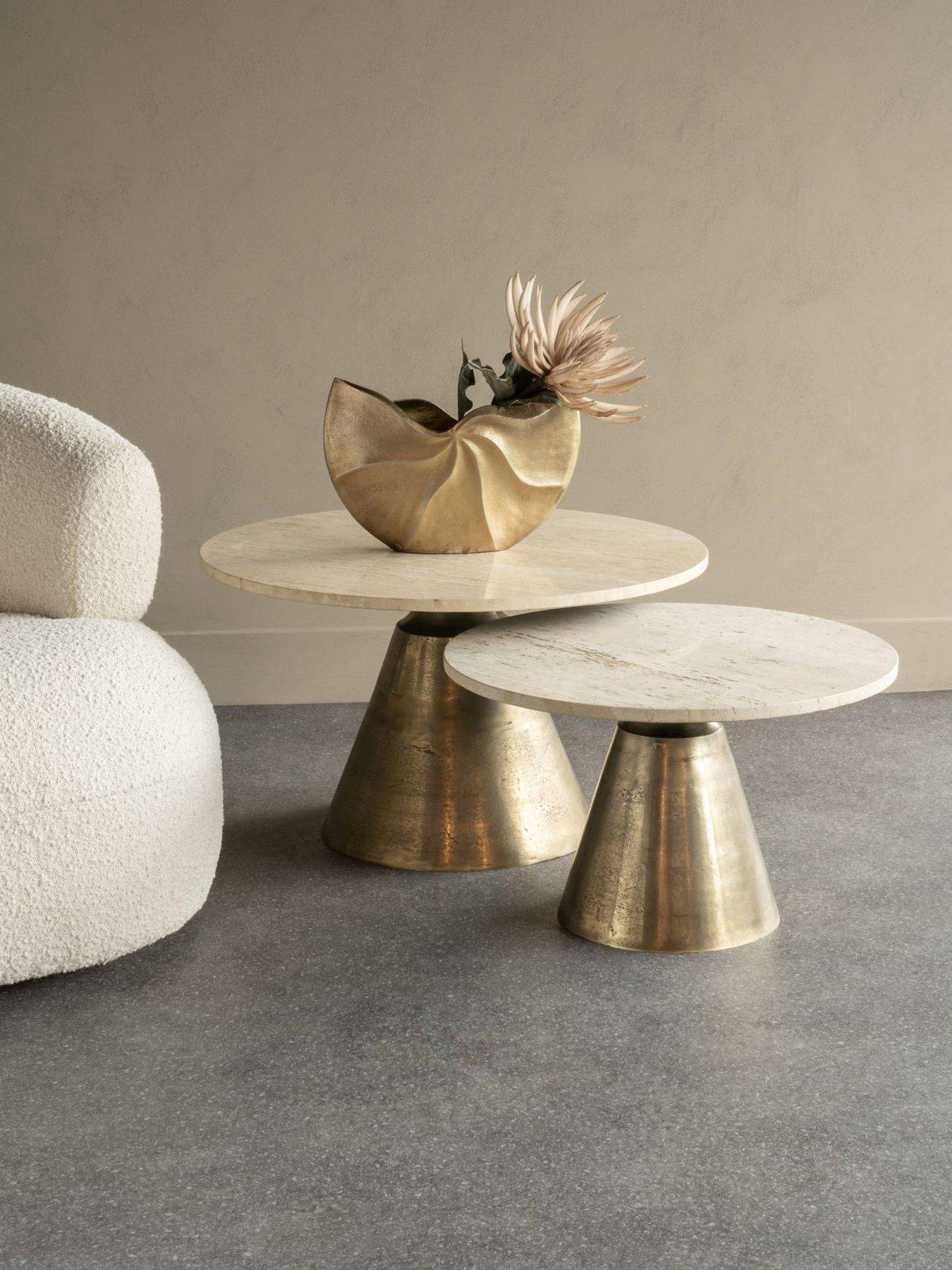 Libra Interiors Clifton Antique Brass & Travertine Coffee Table