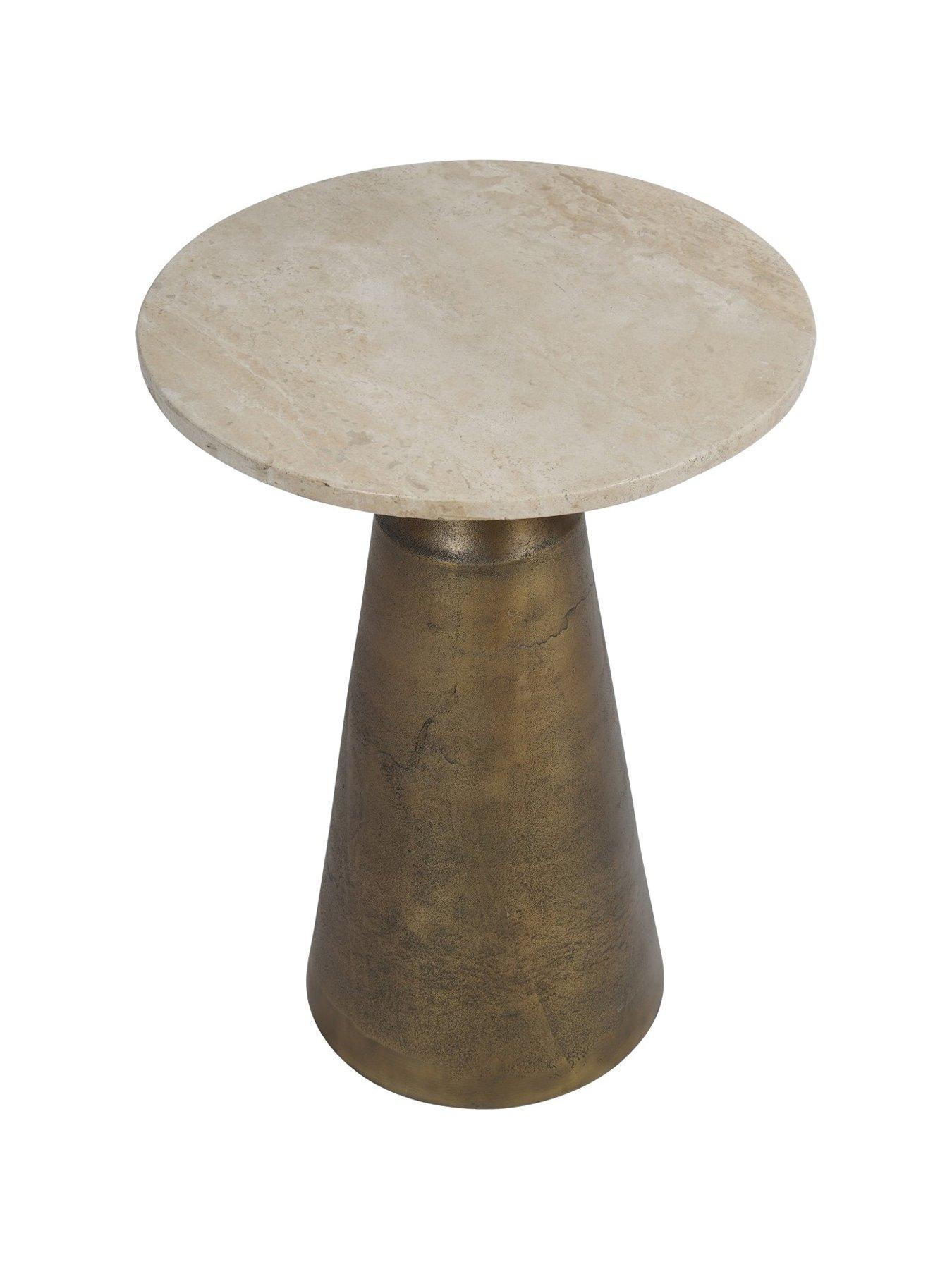 Image 3 of 5 of Libra Interiors Clifton Antique Brass & Travertine Side Table