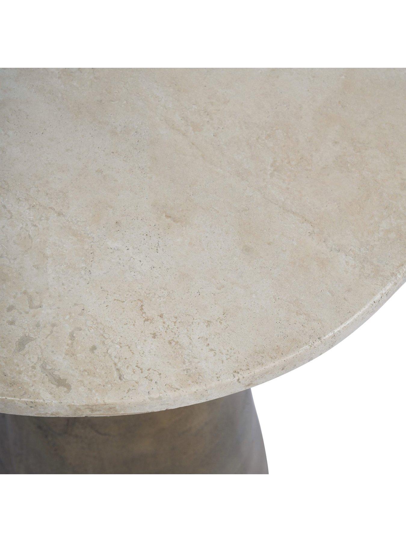 Image 4 of 5 of Libra Interiors Clifton Antique Brass & Travertine Side Table