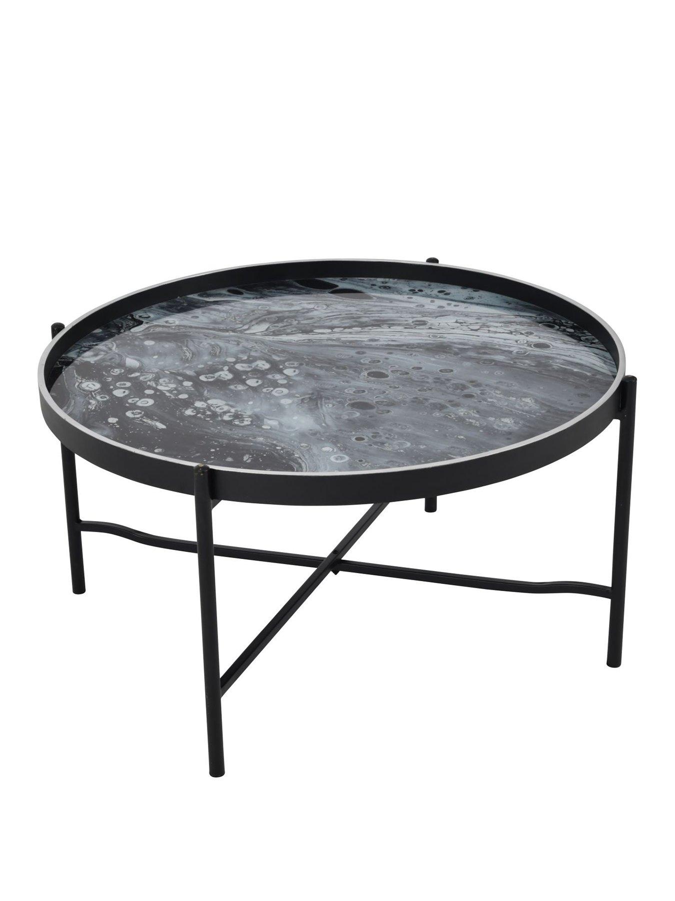 Image 2 of 3 of Libra Interiors Monochrome Swirl Coffee Tray Table