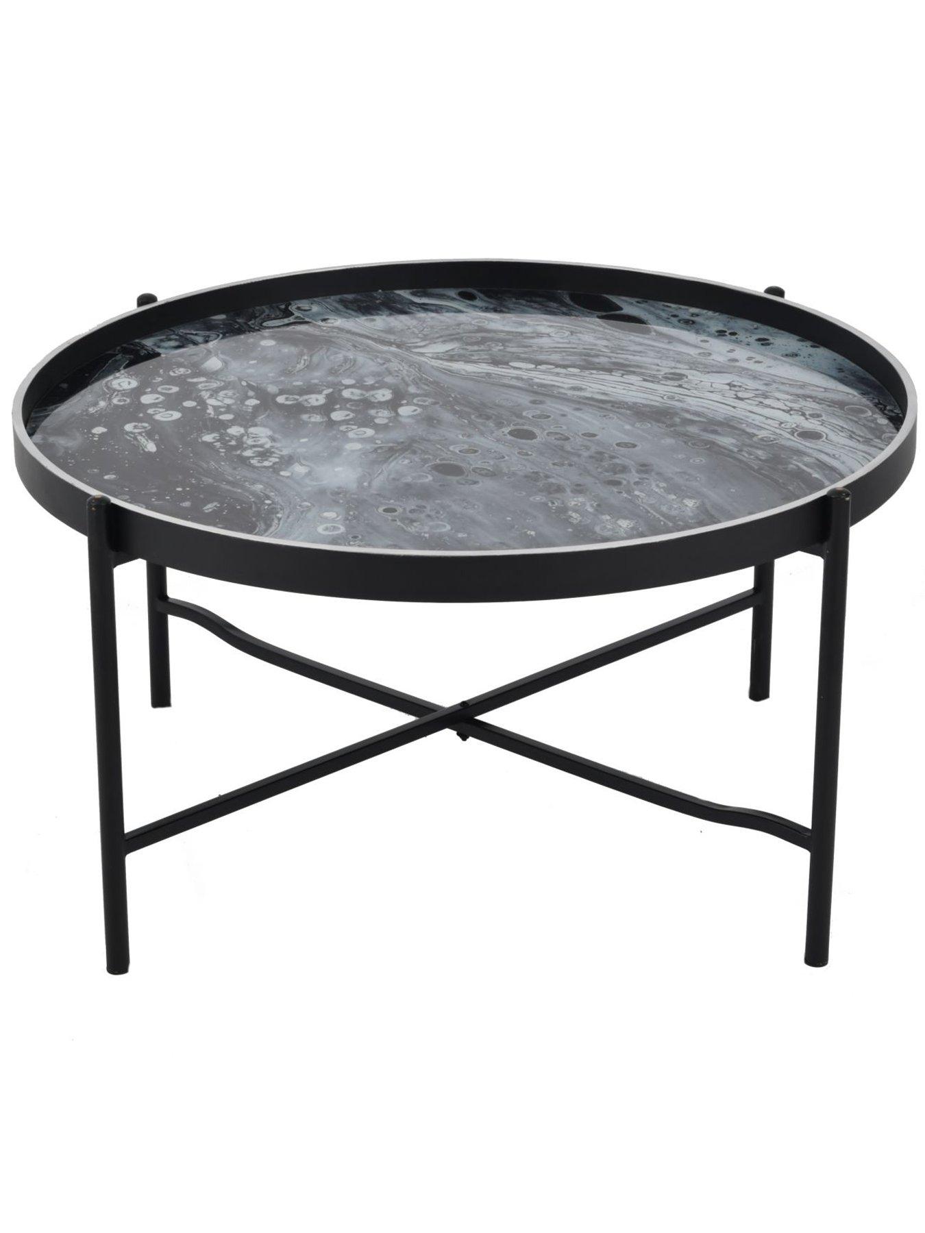 Image 3 of 3 of Libra Interiors Monochrome Swirl Coffee Tray Table