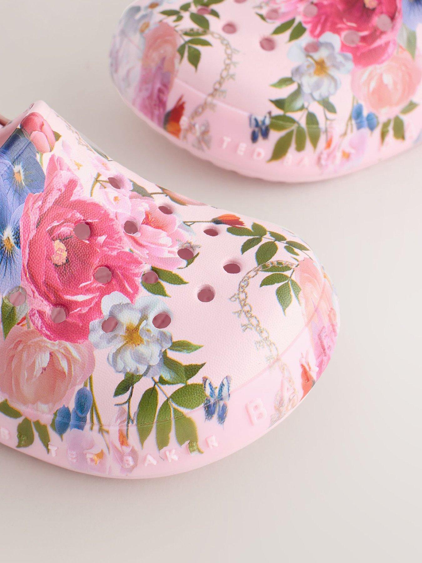  image of ted-baker-girls-floral-bow-clogs-pink